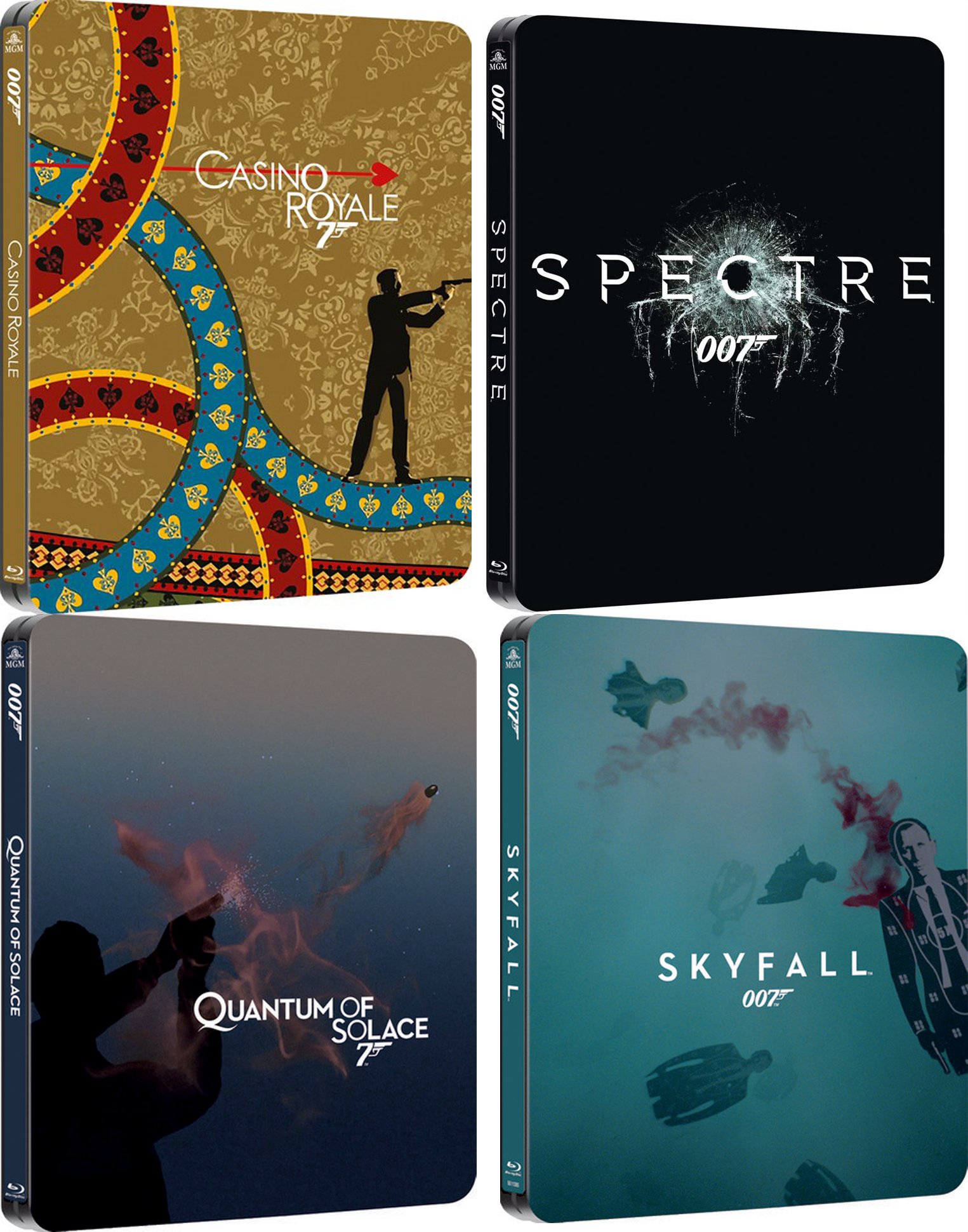 James Bond 007 Daniel Craig Steelbook Collection Bundle (Includes Spectre, Skyfall, Casino Royale, and Quantum of