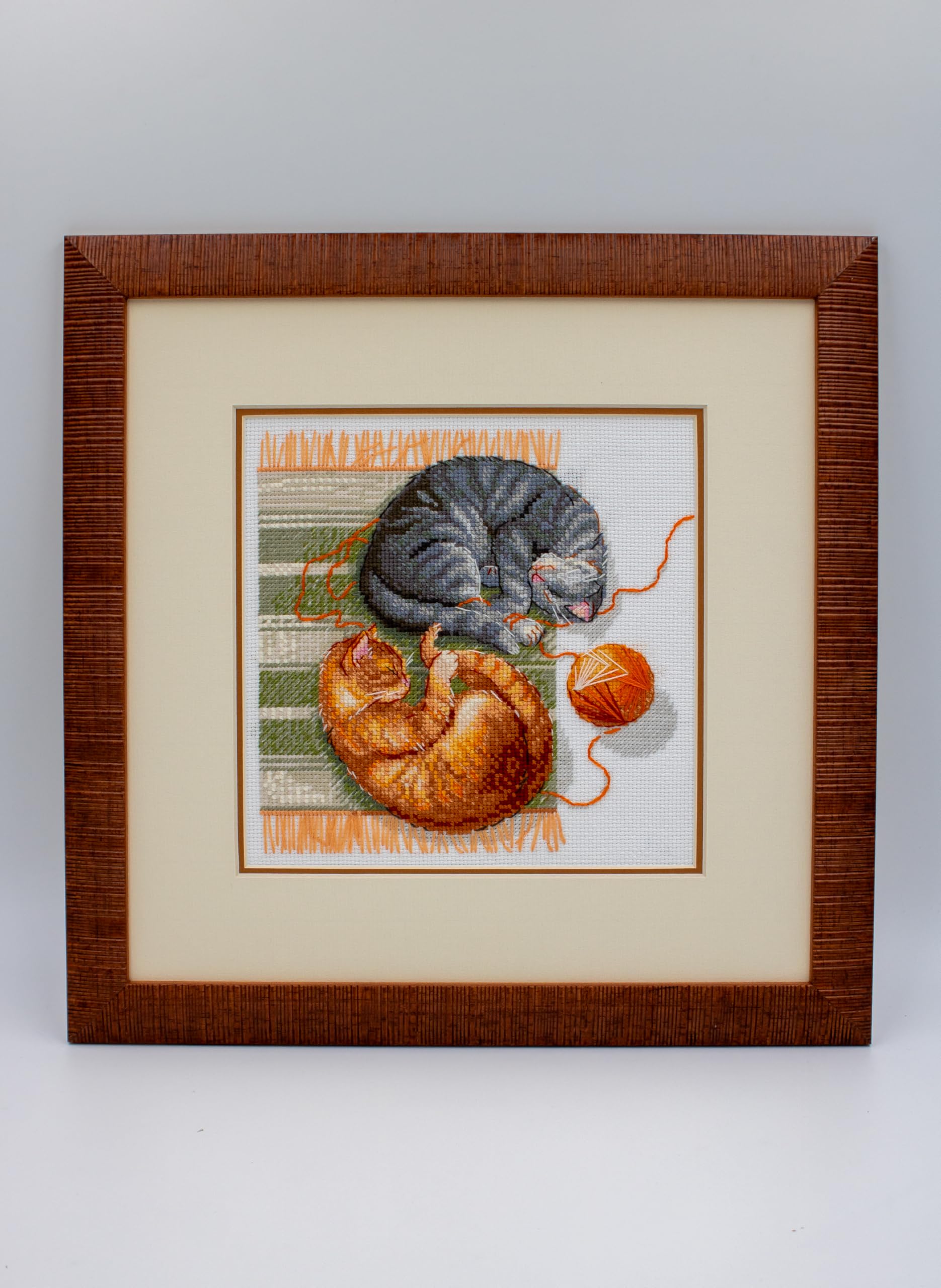 Aine - Gatti e Fili A1035, Gatto Punto croce 20x20cm, Punto croce kit da ricamare, Disegni da ricamare, Embroidery kit, Animali Kit ricamo punto croce