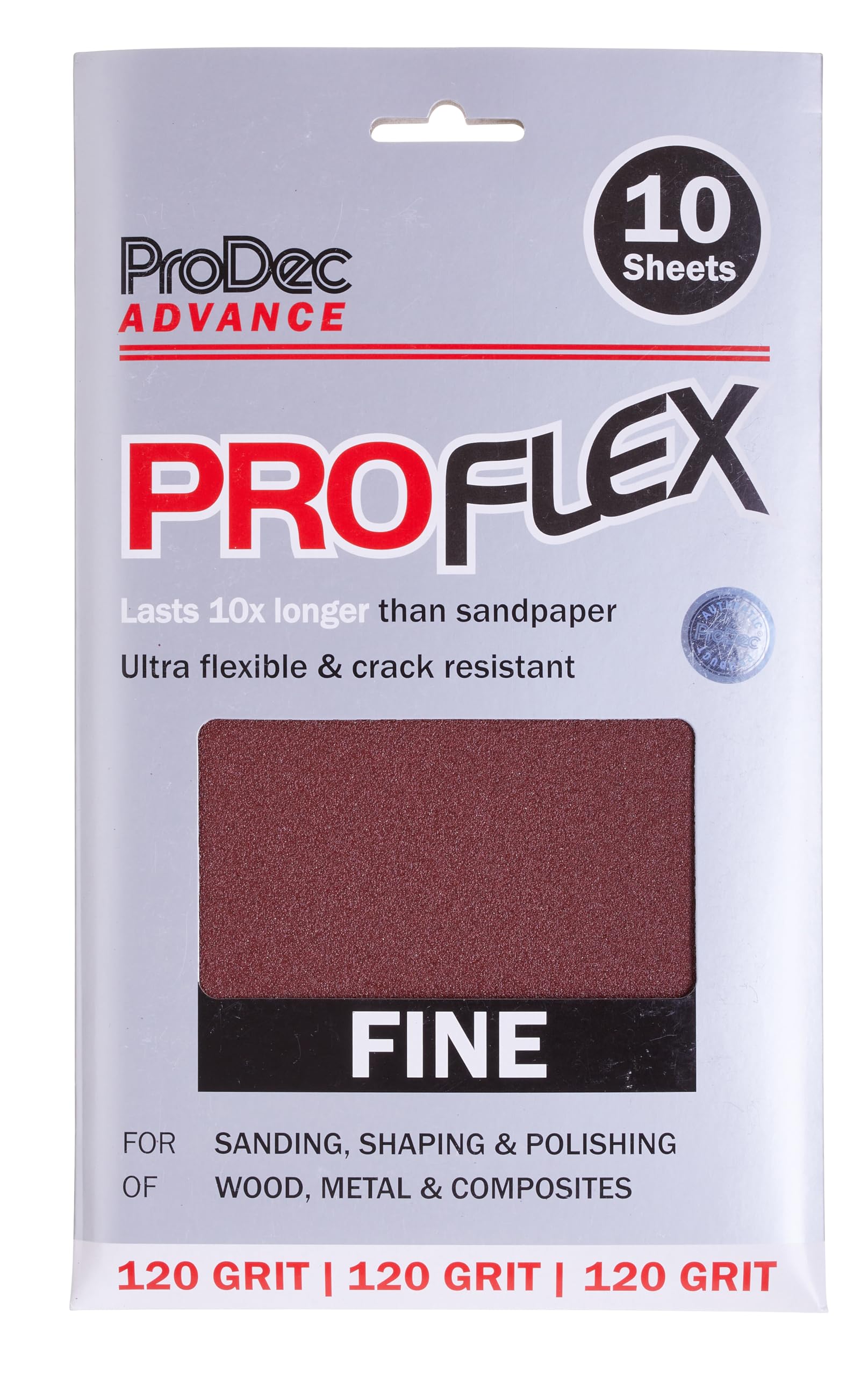 ProDec Advance Proflex Carta Abrasiva Ossido di Alluminio Grana 120 230x140 mm 10 Fogli