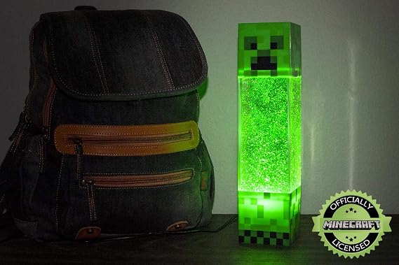 Minecraft Creeper Glitter Motion Light | 12-Inch Fun Mood Light LED Lamp