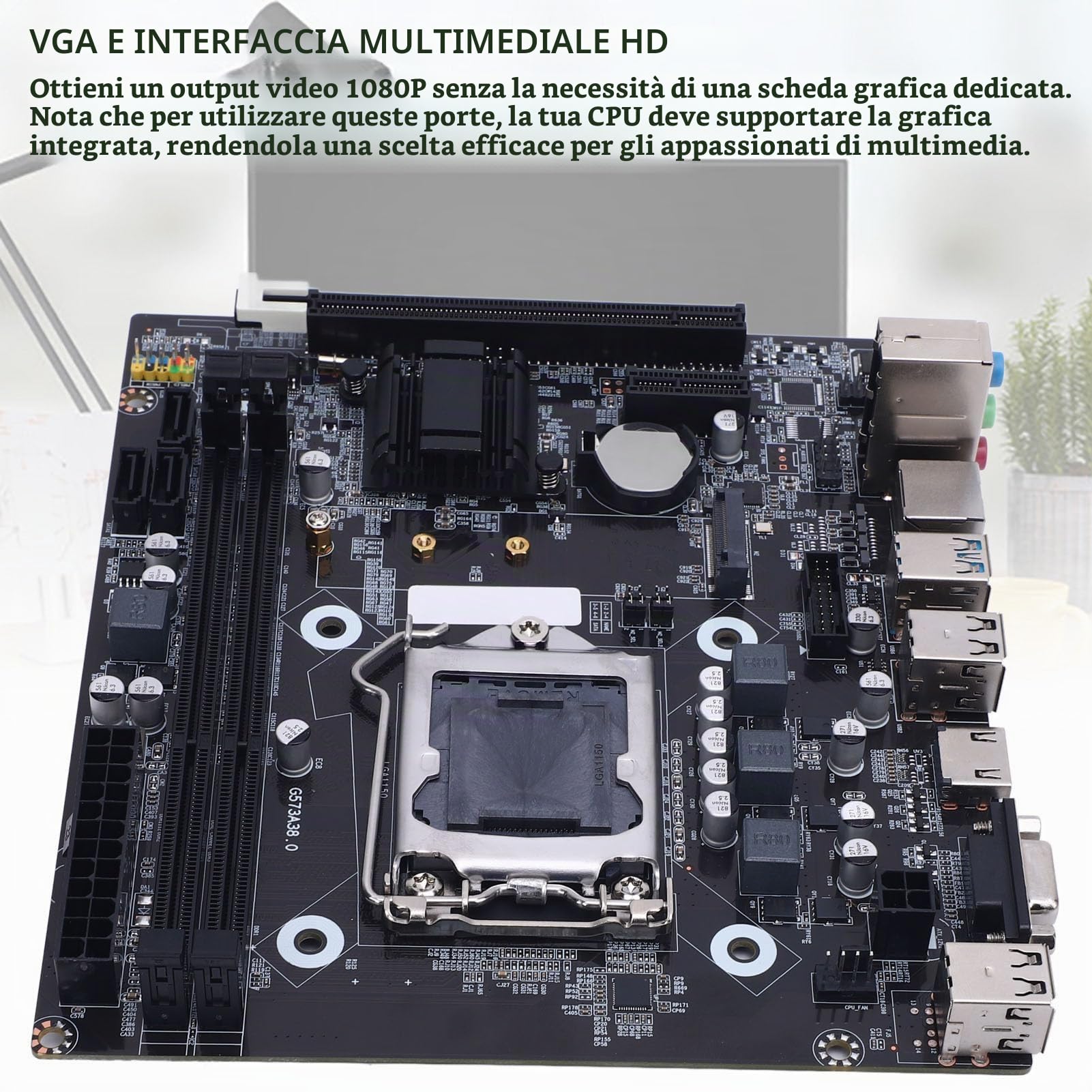 Tonysa Scheda Madre H81 LGA 1150 con Slot M.2, Micro ATX per 4th Gen I3 I5 I7 e E3 V3 CPU, Support DDR3 1600MHz, USB 3.0 SATA 3