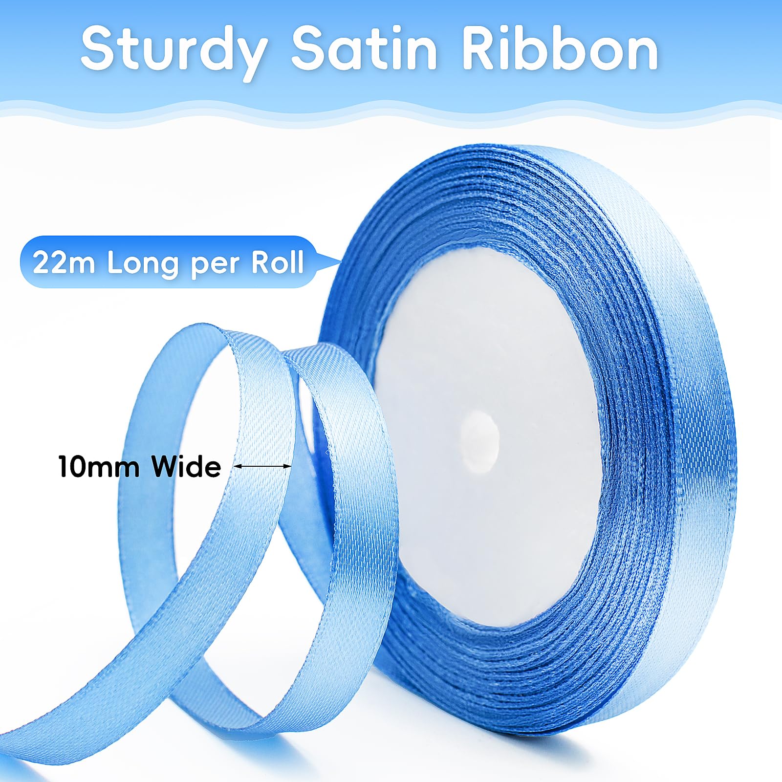LaRibbons Bastelbänder Set – 10 Rollen, 40 M Gesamtlänge, Satinband In Verschiedenen Breiten (0,95-2,5 Cm)