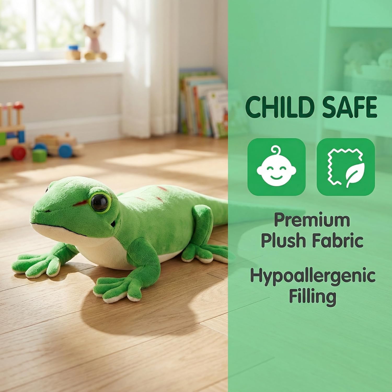 Day Geckos Lizard Plush - Lifelike 16inch Geckos Lizard Stuffed Animal, Simulation Fat Tail Geckos Plushie, Soft Lizard Animals Toys Model Dolls Gifts for Kids