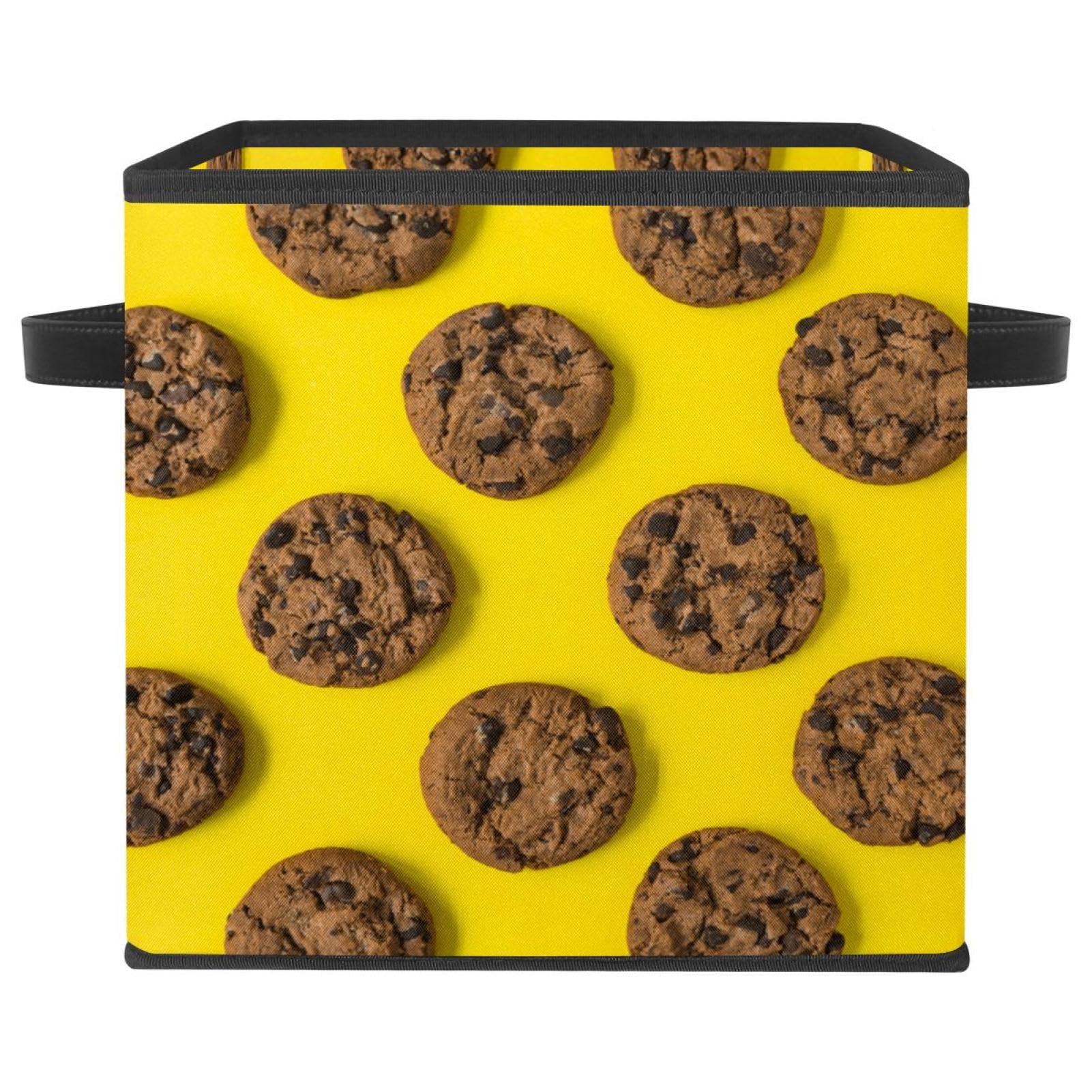 Cube de rangement en tissu pour chambre d'enfant bac à jouets pliable motif biscuits chocolat