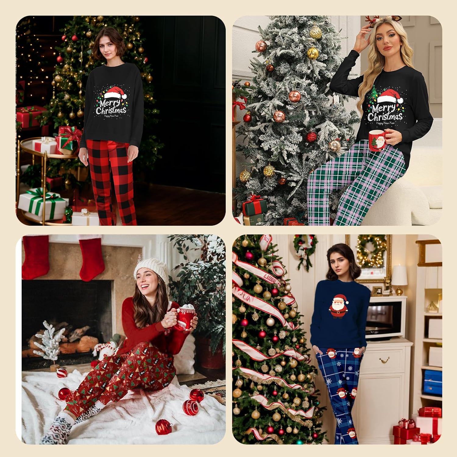 KFUBUO Christmas Pajamas for Women Flannel Pjs Set Two Piece Sleepwear Loose Nightwear Soft Long Sleeve Top with Pants - Image 5