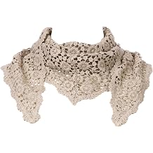 Floral Cotton Crochet Mantilla Scarves, Little Shawl Cape Triangle Head Covering Church Veil for Mass Wedding