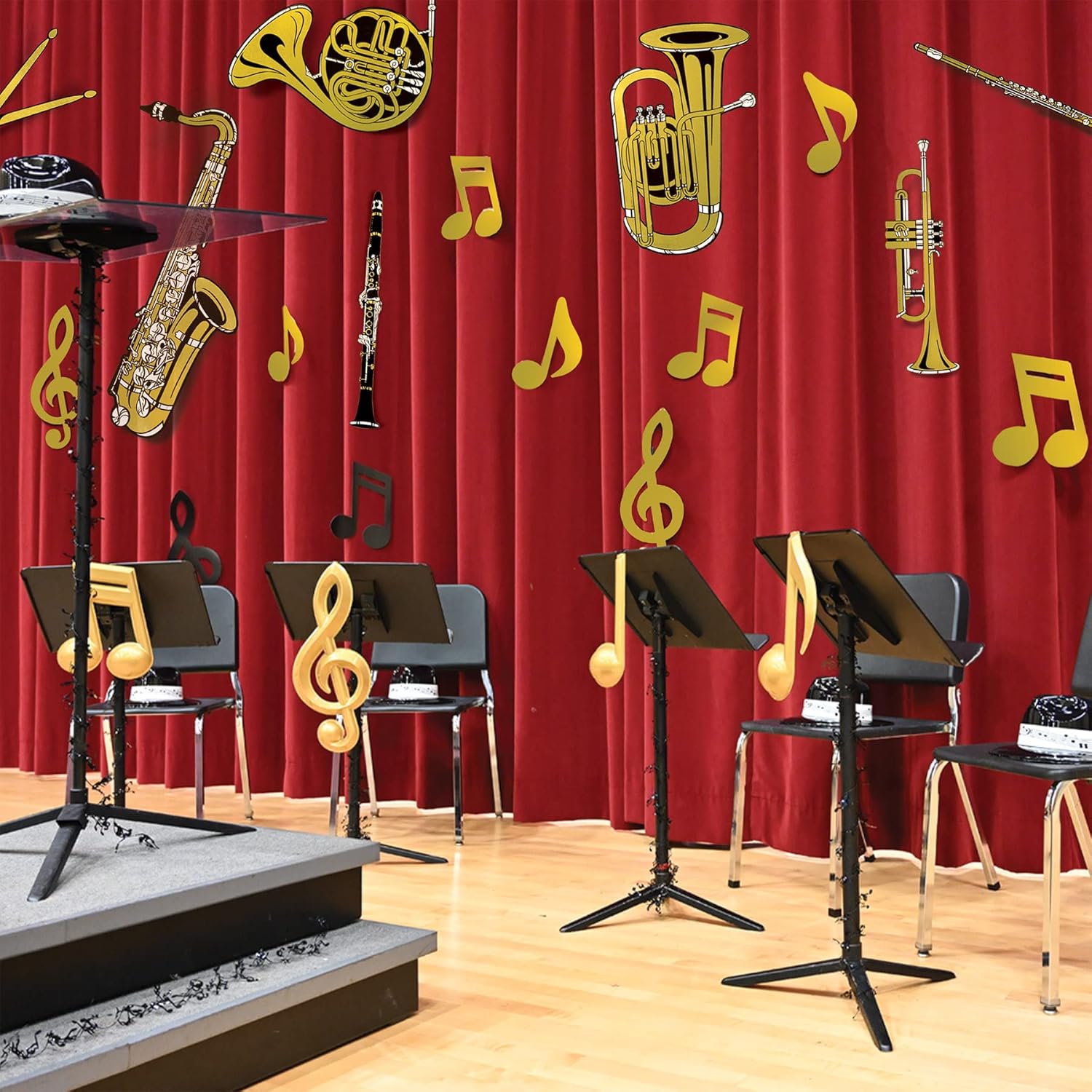 Gold Foil Musical Instrument Cutouts (15/Pkg)