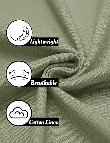 Miniatura 5 de COOFANDY Camisa Henley de algodón y lino para hombre, manga corta, casual, cuello en V, para verano, yoga, ligera