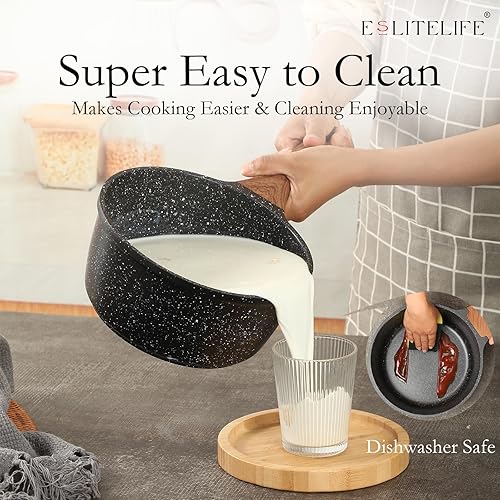 Miniatura 6 de ESLITE LIFE Cacerola Antiadherente con Tapa, Olla Pequeña de 2.5 QT Compatible con Todas las Estufas (Gas, Eléctrica e Inducción), Libre de PFOA,