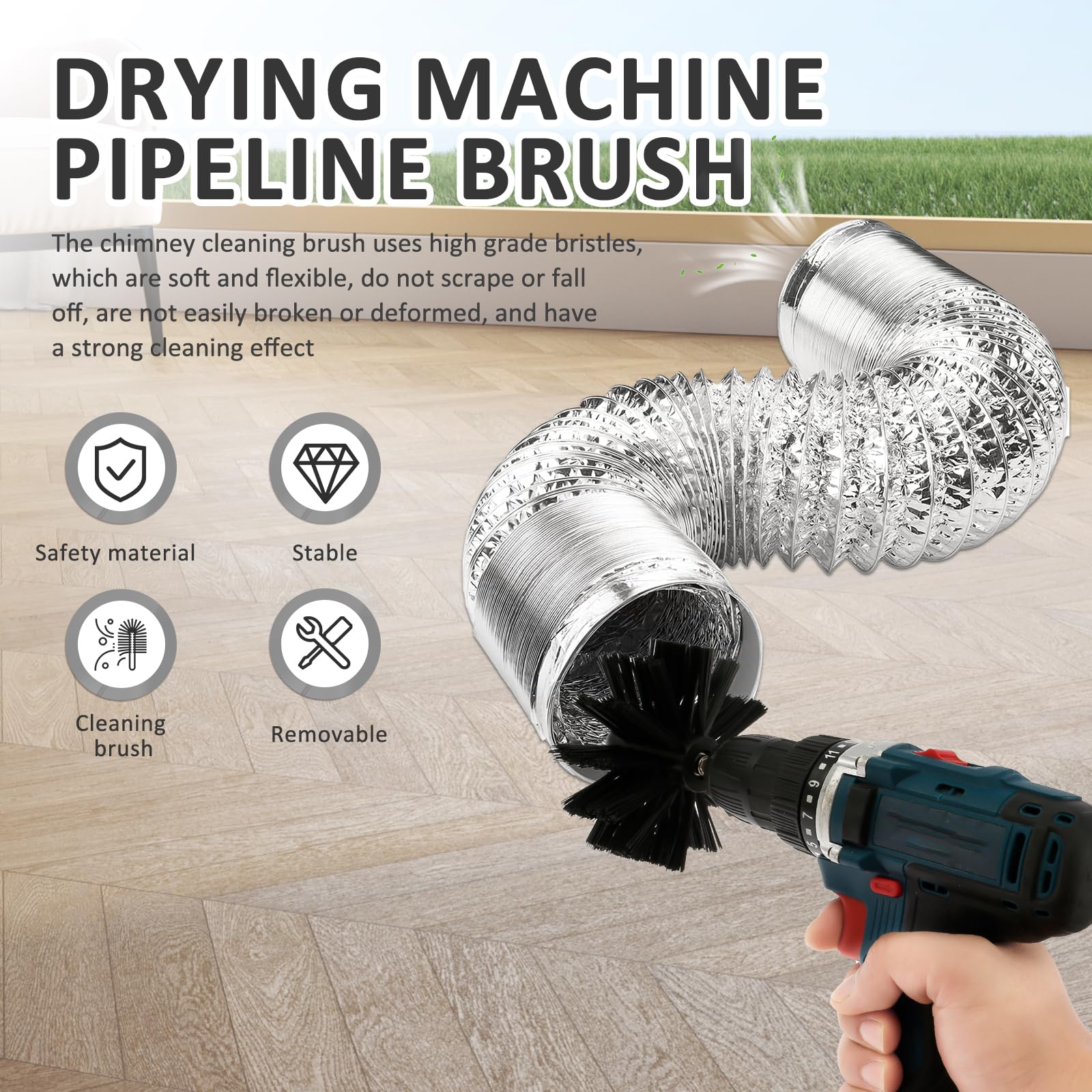 Air Duct Drill Dryer Vent Cleaner Dryer Line Cleaning Kit DJAPWPX