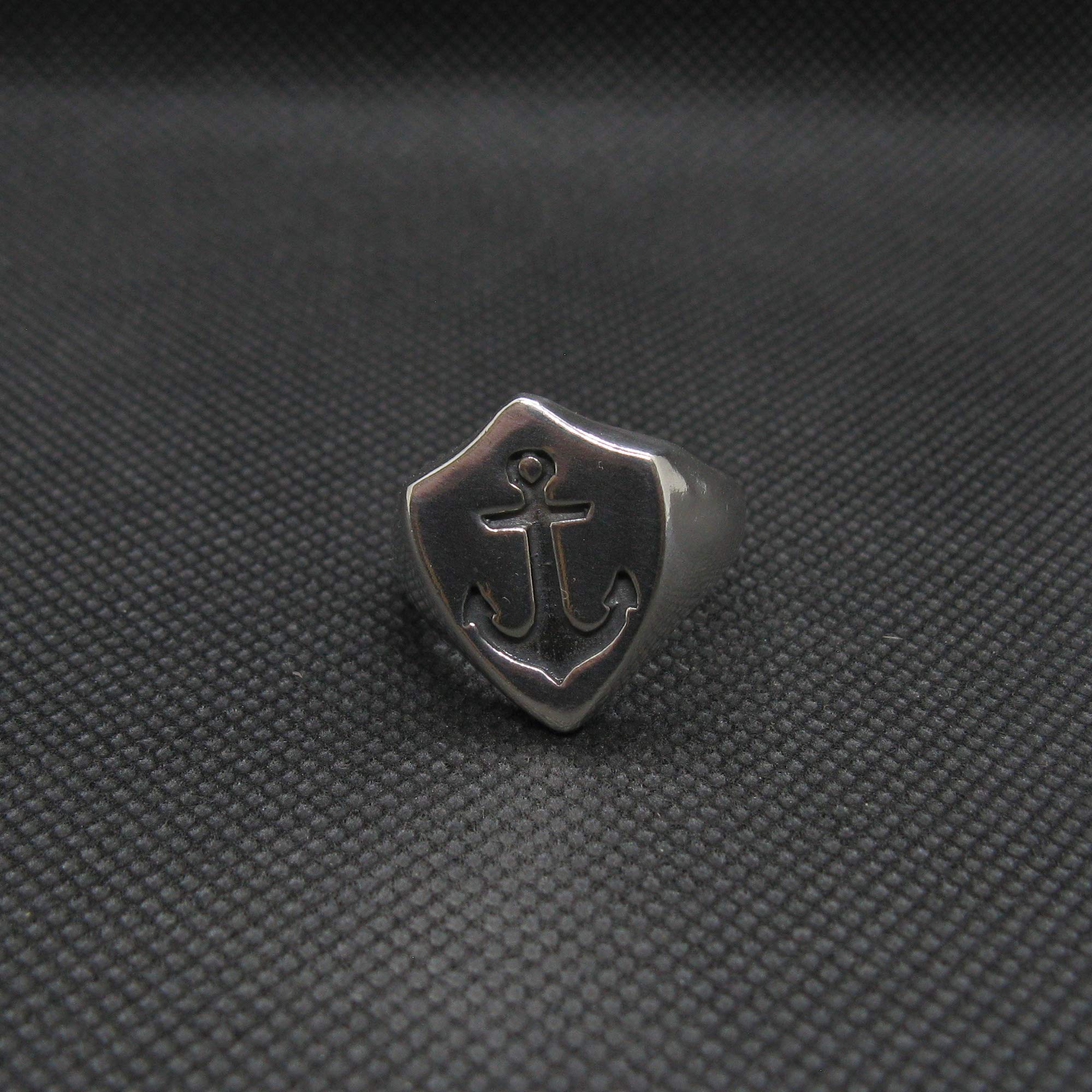 Anillo de Plata Esterlina Para Hombres Ancla Con Distintivo Sólido 925