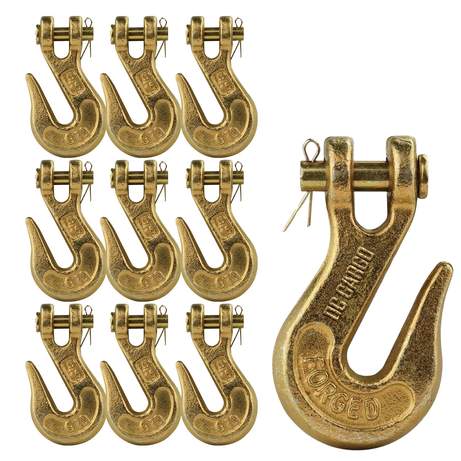 DC Cargo G70 5/16 Chain Hook (Pack of 10) – Heavy Duty Clevis Grab Hook for 5/16 Inch Grade 70 Chain - for Trailer Truck Transport - 4,700 lbs