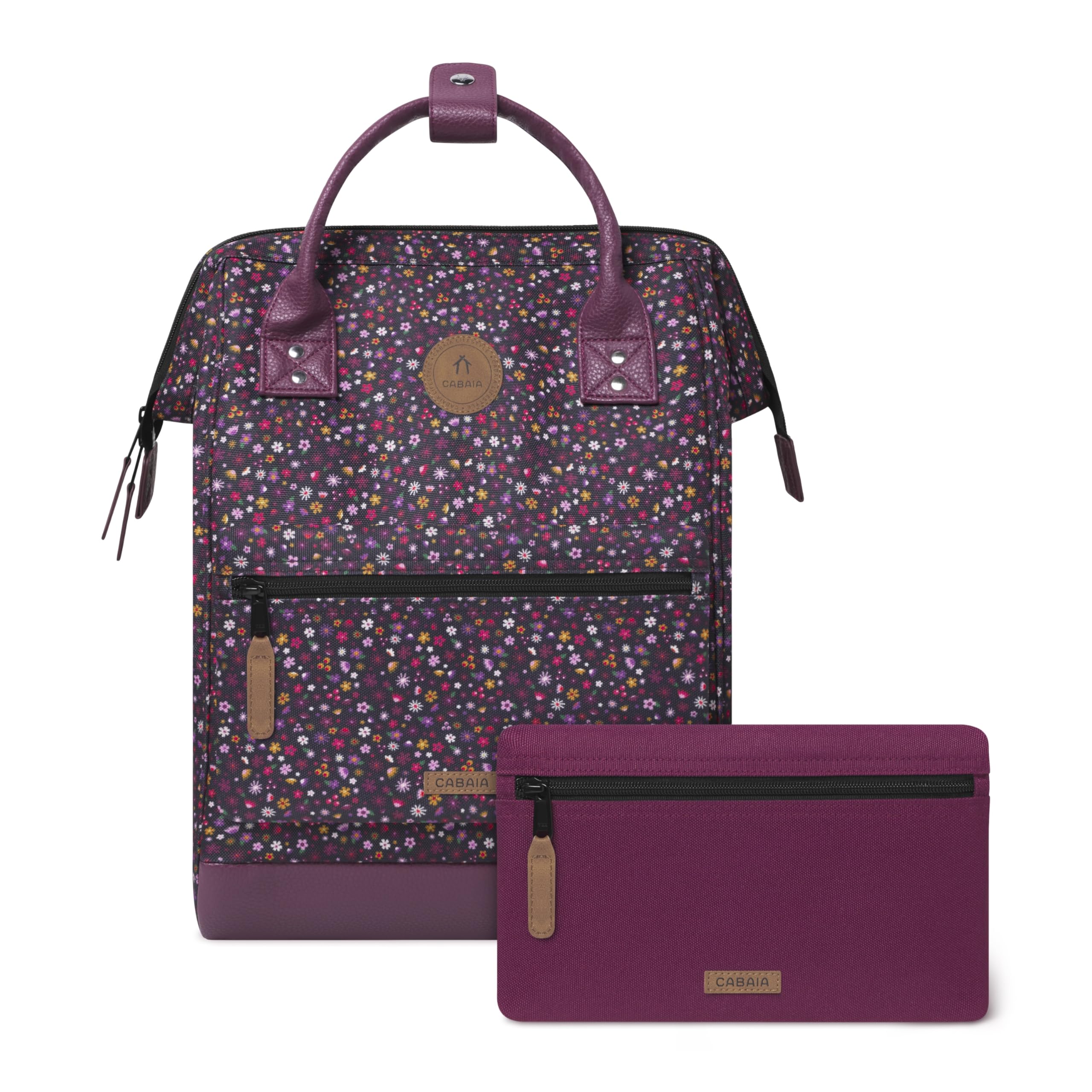 CABAIA - Sac à Dos Adventurer Lausanne - Medium 18L - Déperlant - Compartiment Ordinateur Portable 13" - 2 Poches - Certifié Vegan - Sac Voyage, Affaires, École pour Homme et Femme - Violet