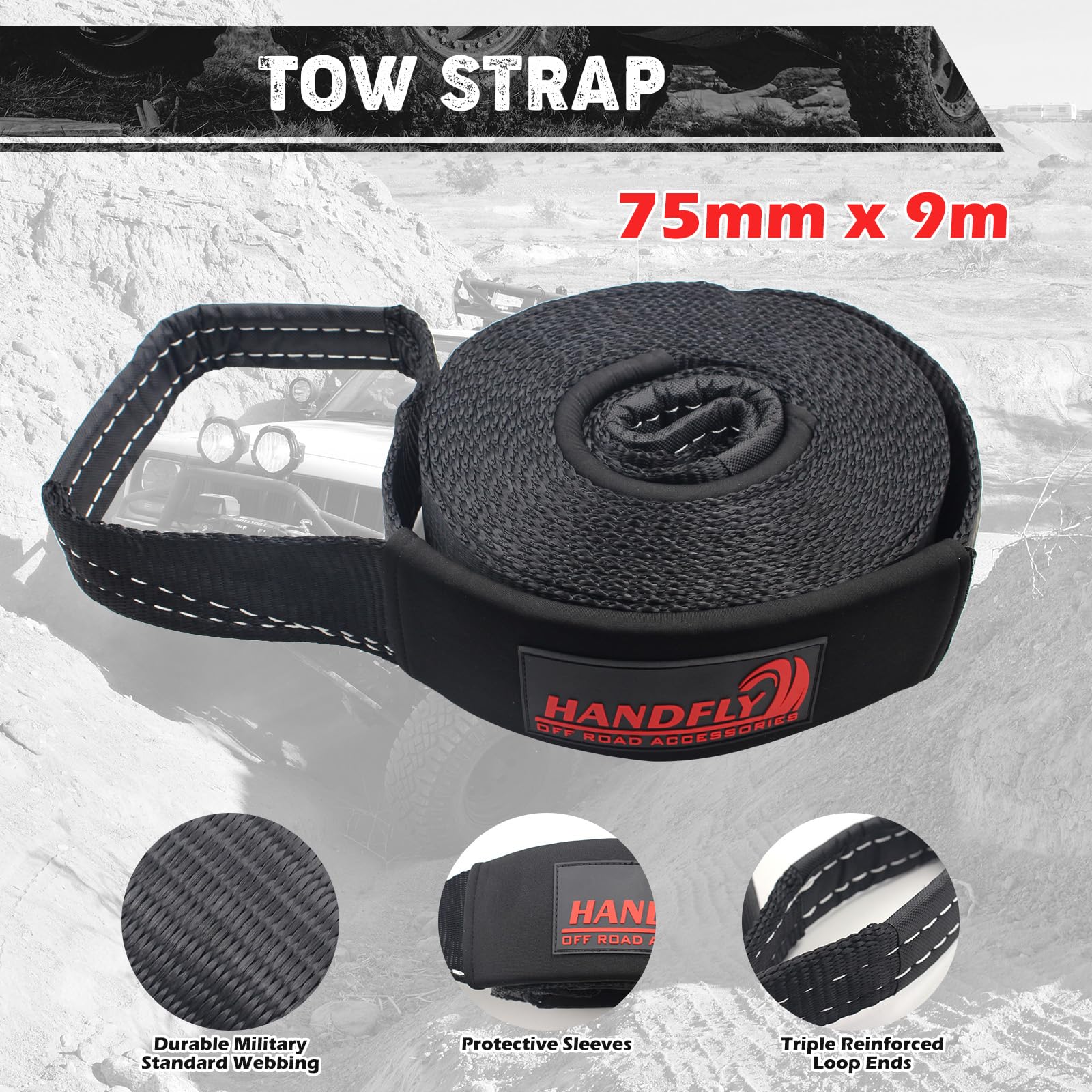 10-Ton Off Road Recovery Kit - Snatch Block, Tree Saver Strap & Soft Shackles
