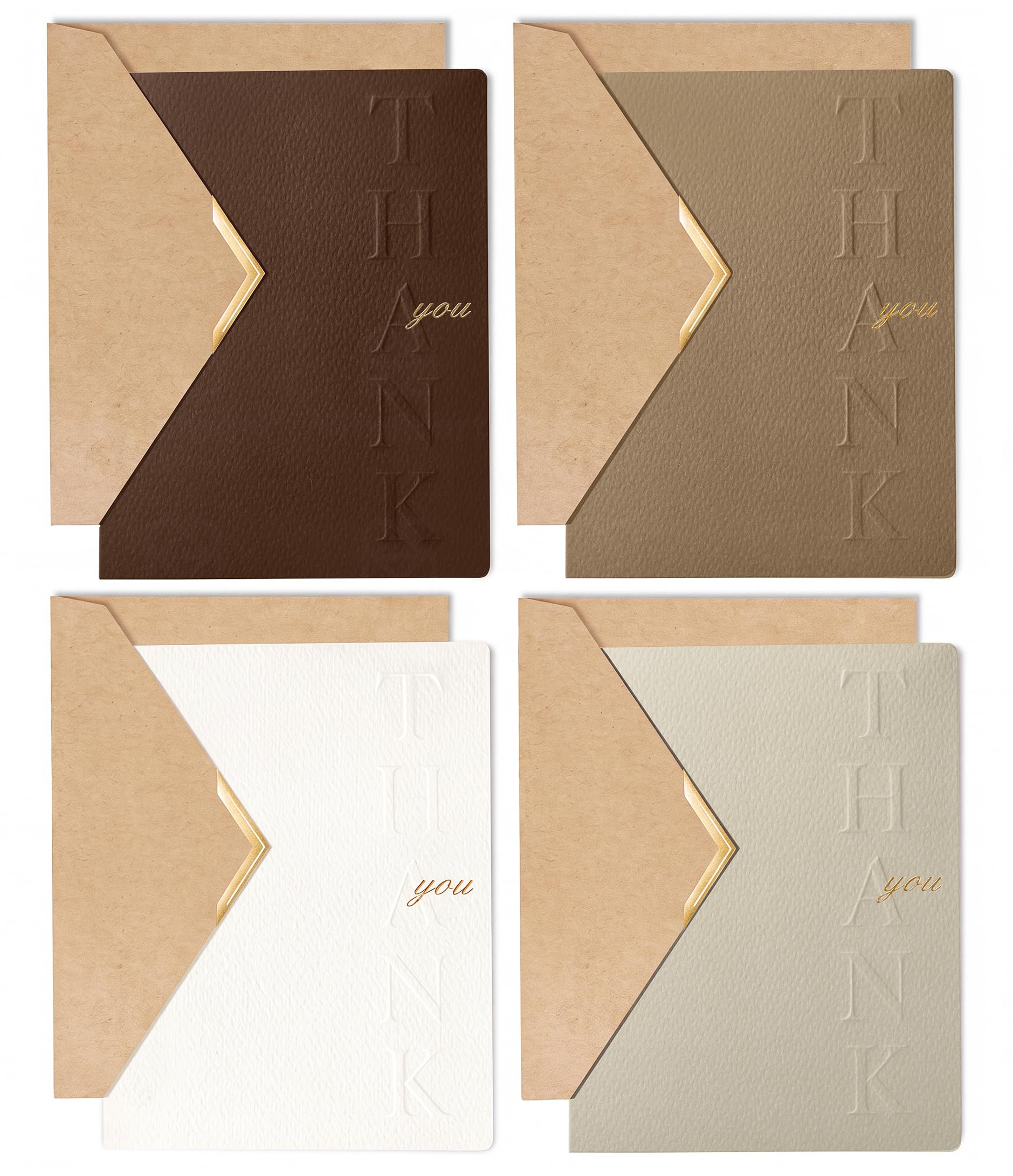 Vitalizart Thank You Cards & Envelopes 32 Pcs Greeting Cards Brown Series