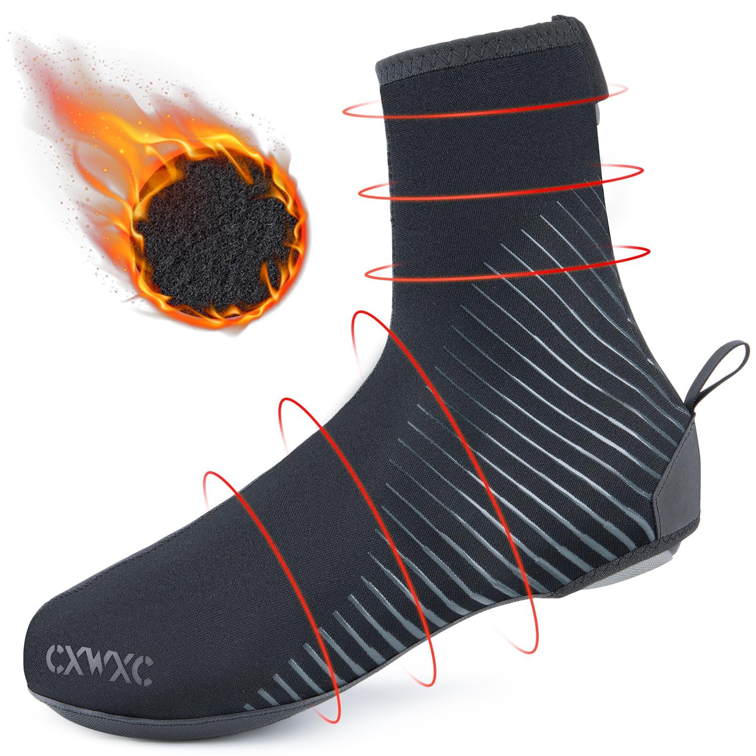CXWXC Couvre-Chaussures d'hiver pour Homme et Femme, Couvre-Chaussures Chaudes pour vélo de Course, VTT, Chaussures de vélo de Route Coupe-Vent en néoprène