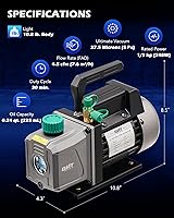 Vista 4 de Orion Motor Tech - Bomba de vacío de AC y juego de medidores, bomba de vacío de 1/3 hp, kit de manómetro de 4.5 cfm con detector de fugas, 4