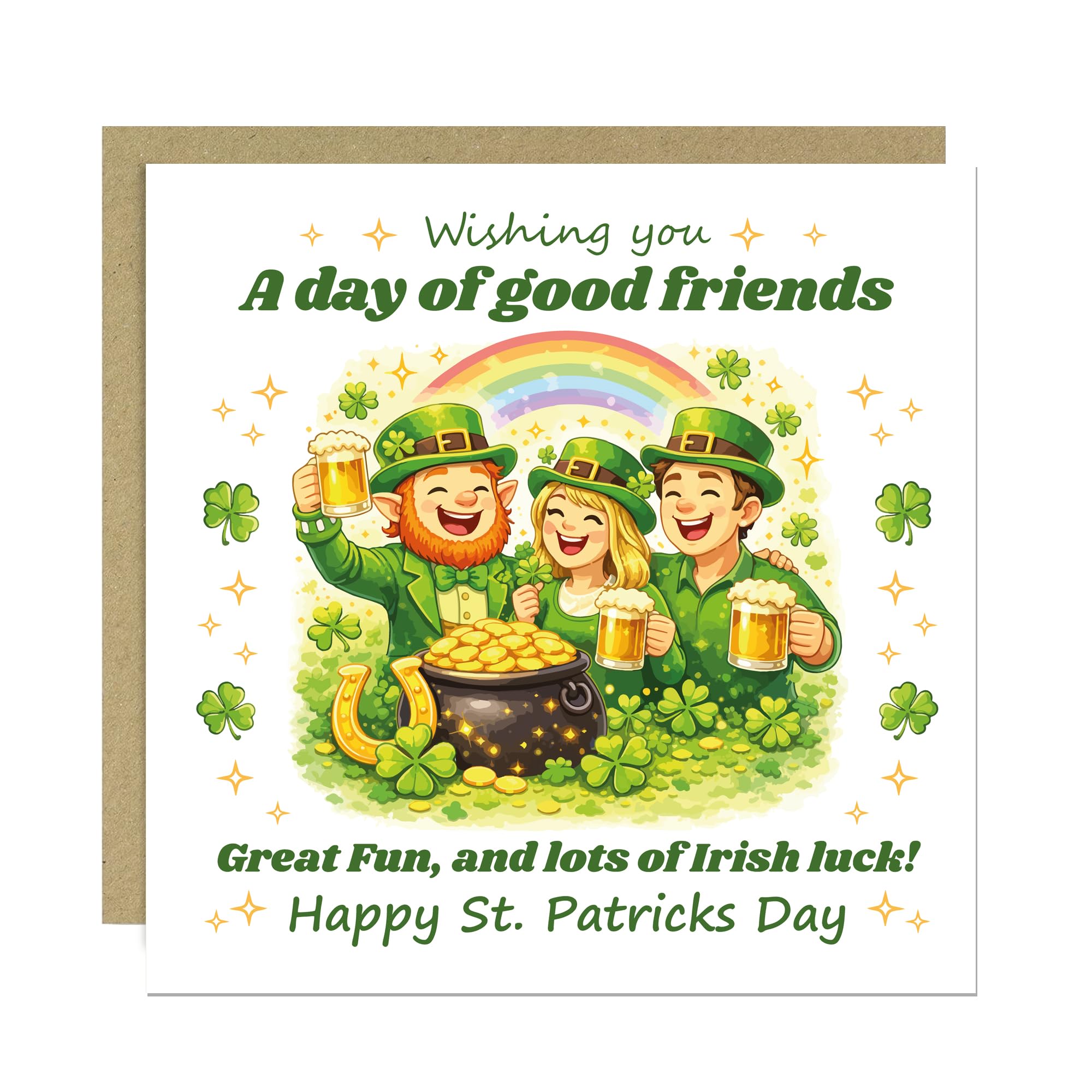 RED OCEAN Funny St Patricks Day Card Irish Friends Drinking Card Happy St Patricks Day Greeting Card Leprechaun Pot of Gold Shamrock St Paddy’s Day Card for Friend
