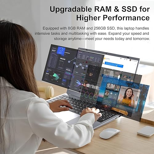 Miniatura 8 de Computadora portátil de 15.6 pulgadas, procesador AMD 3020e, 8 GB DDR4 RAM 256 GB SSD, pantalla FHD IPS, Windows 11 Pro y Office 2024, batería