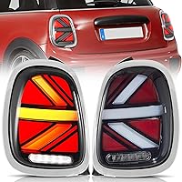 Vista 20 de VLAND Conjunto de luces traseras para BMW Mini Cooper F55 F56 F57 2014-2022, lámpara trasera Union Jack con DRL, luz trasera con señal de giro