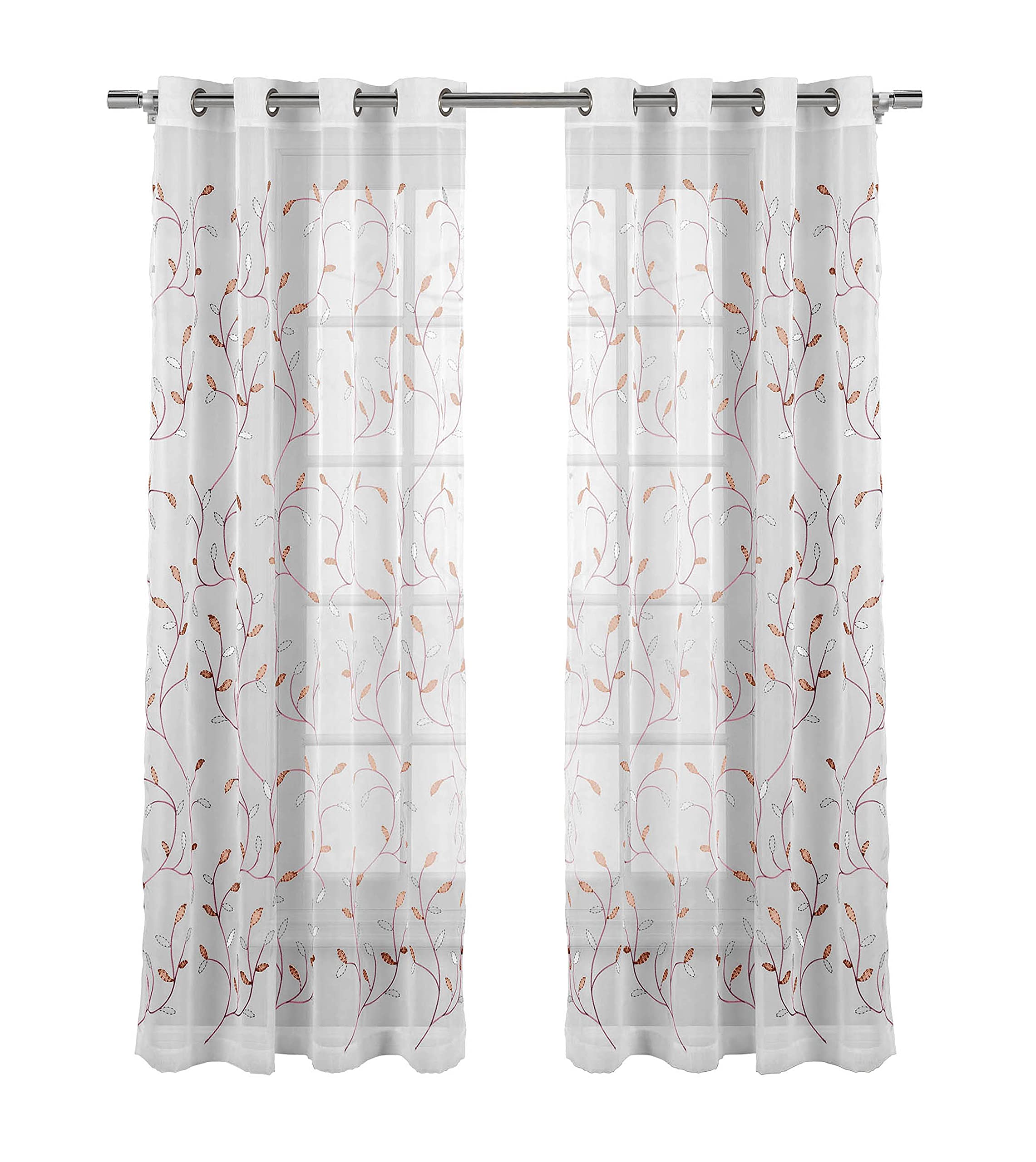 Creative Home Ideas Sheer Extra Wide Light Filtering Grommet Single Curtain Panel, Fabric, Coral, 54" W x 84" L (Pack of 1) - Image 4