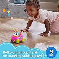 Vista 2 de Fisher-Price Baby Learning Toy DJ Buggy Pink Push-Along Car with Music & Lights for Crawling Play for Infants Ages 9+ Months