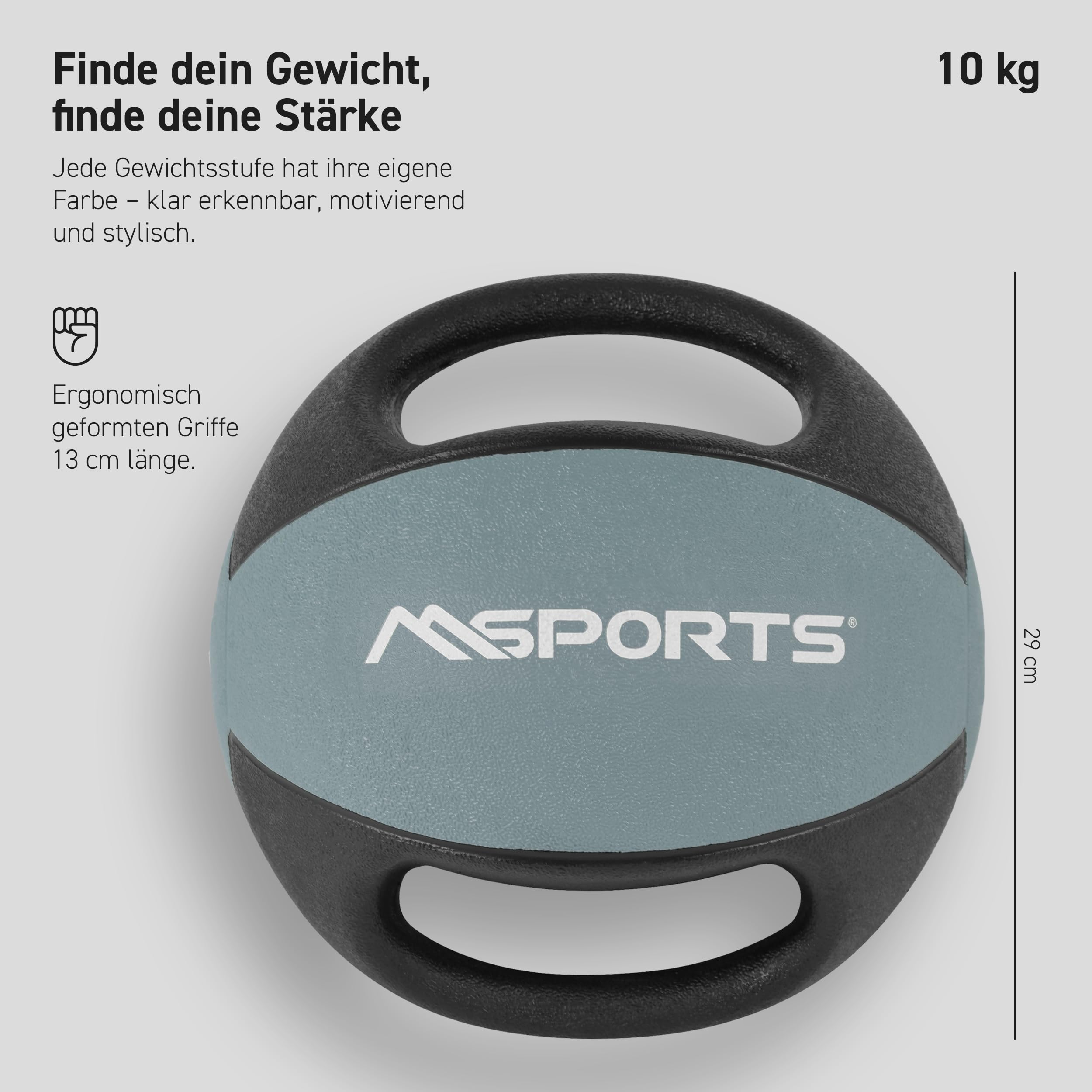 MSPORTS Balón medicinal premium con asas de 1 – 10 kg – pelotas de gimnasia de calidad profesional