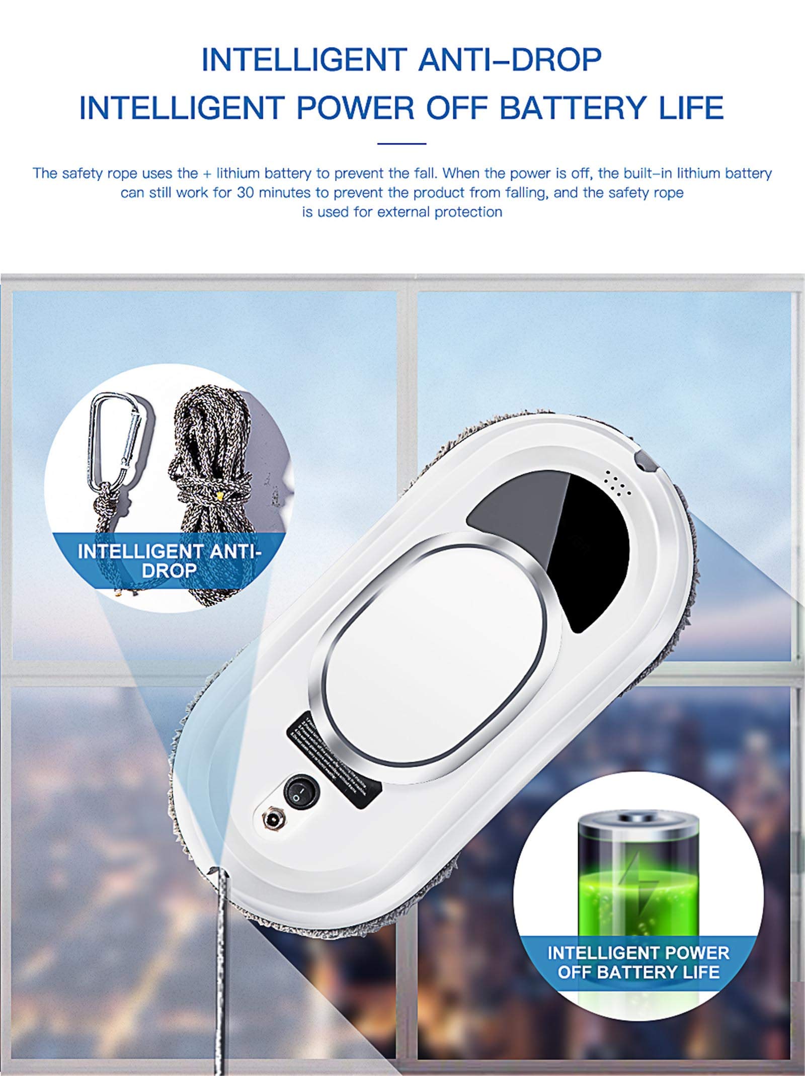 Robot di Cleaner FINESTRE, Aspirapolvere per finestre Aspirapolvere Smart Glass Cleaning Robot per Esterni/Interni Tavolo da Tavolo