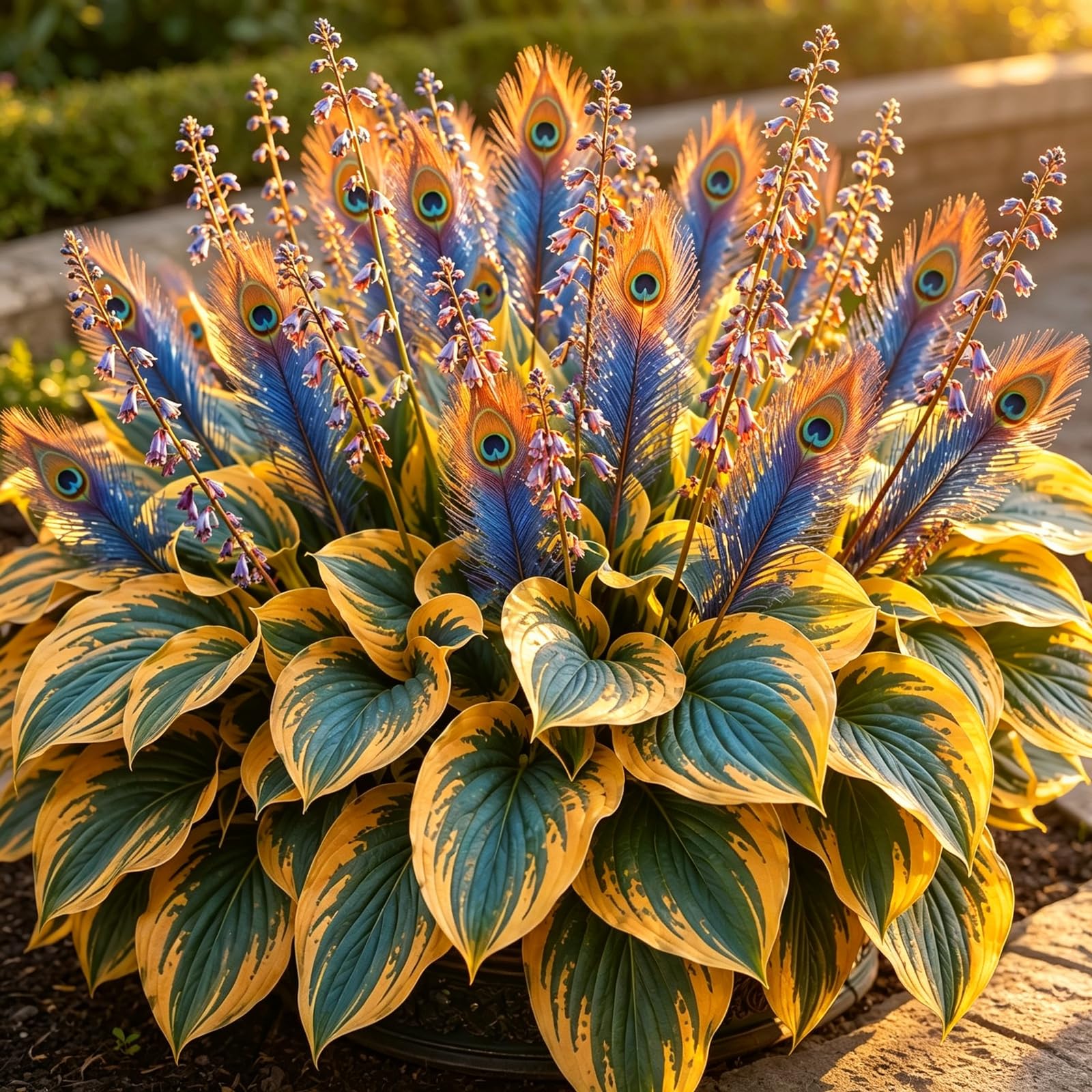 Brilliant Peacock Flame Hosta-for UK,Potted-Plants,Hosta Plants for Garden,Excellent Display-500Count-B