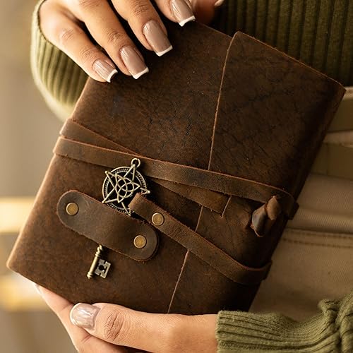 Miniatura 5 de LEATHER VILLAGE Diario vintage encuadernado en cuero para mujeres y hombres, 7 x 5 pulgadas (A7), marrón moca rústico, 200 páginas de bordes