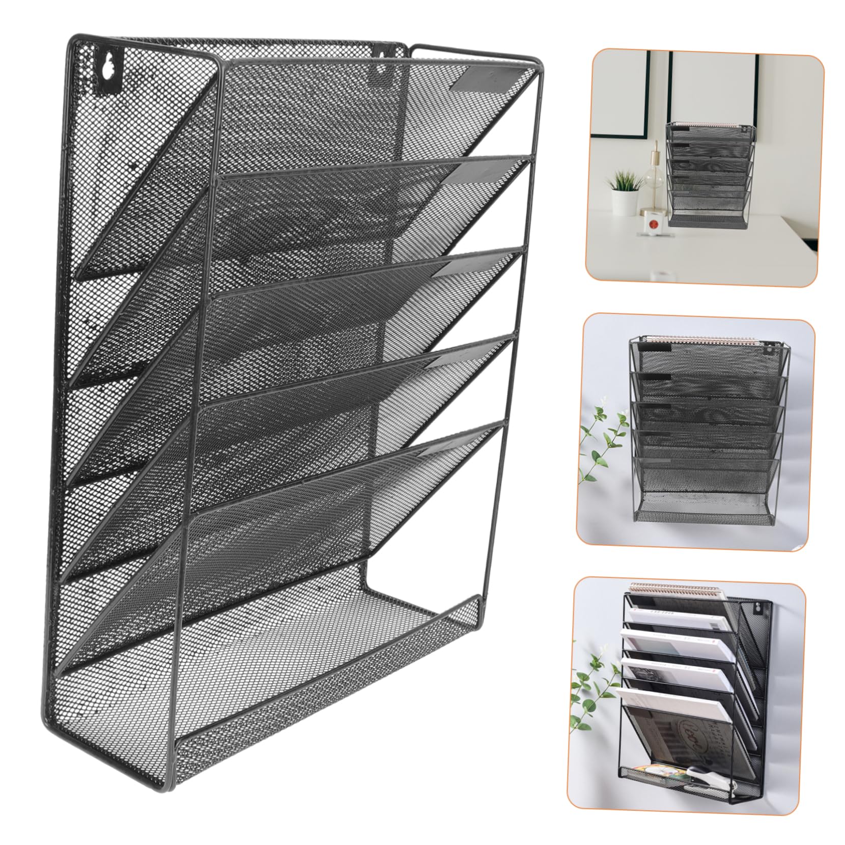 Veemoon Organizador Colgante de Archivos de Pared de Metal para Oficina Estante de Almacenamiento de Soporte Multifuncional para Carpetas y Revistas y Funcional