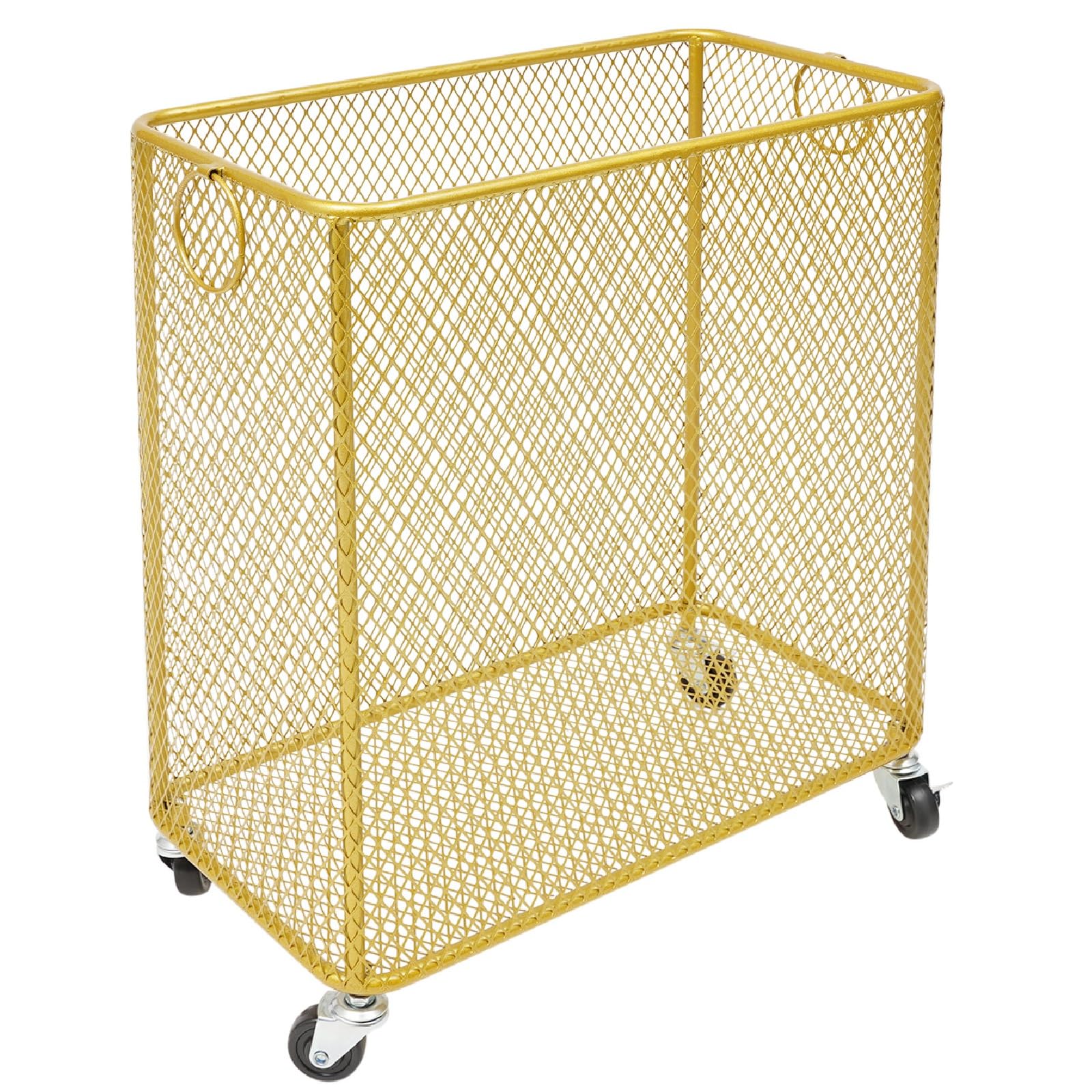 SFSLBFB Rolling Laundry Basket Cart Metal Hamper Storage Organizer for Bedroom Bathroom Living Room Closet, White