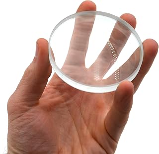 EiscoLabs 3" Double Concave Optical Glass Lens, 200mm Focal Length - Physics Lab Demo & Top Spinning Base