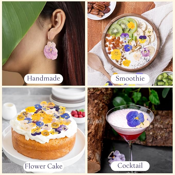 50 Piezas Flores Secas Prensadas Naturales Comestibles para Decorar Pasteles miniatura 6