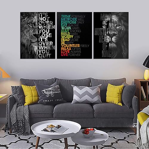 Miniatura 5 de UNBRUVO Decoración motivacional de pared de oficina, lienzo de ajetreo, póster inspirador, cita de empresario, pinturas en lienzo enmarcadas de