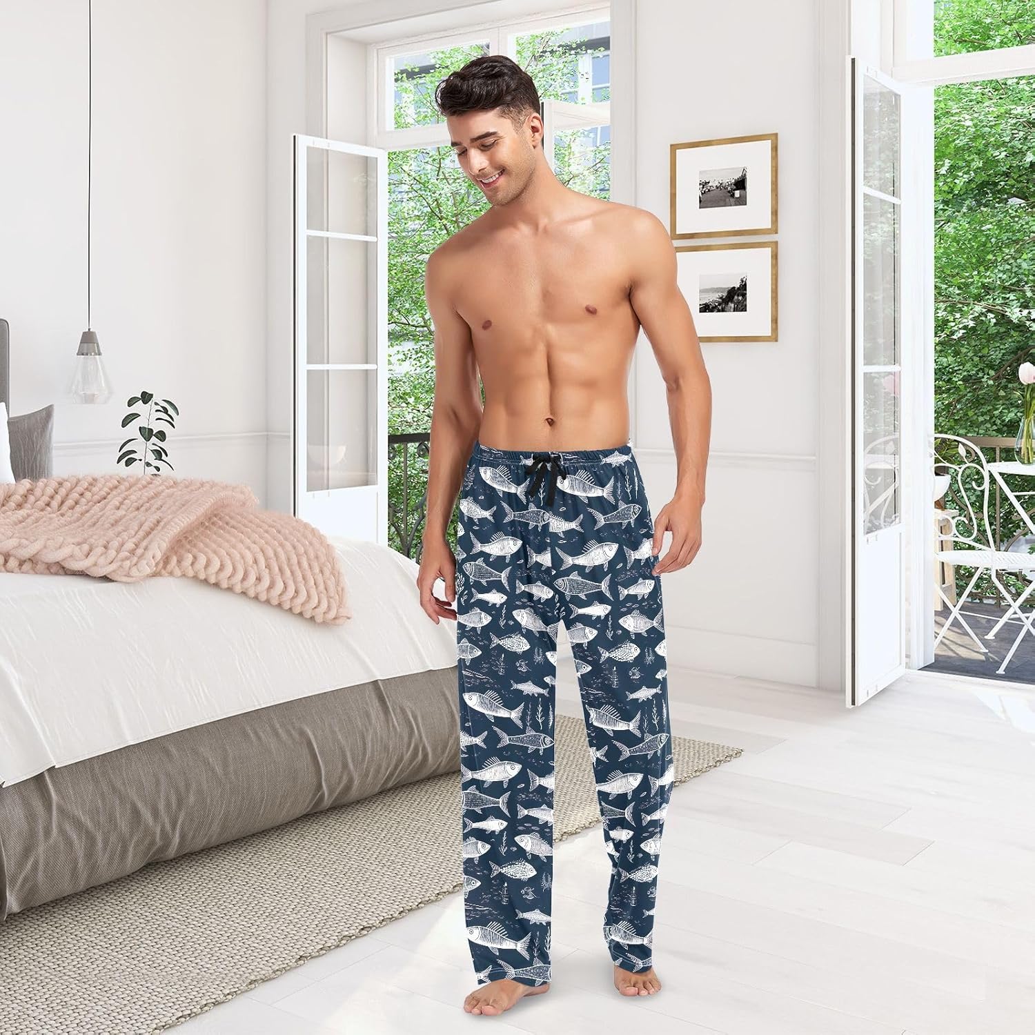 Men's Pajama Pants with Pockets,Cotton Sleep Lounge Pant Men Pajama Bottoms
