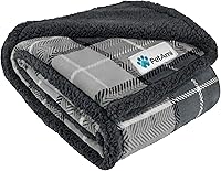 PetAmi Sherpa Fleece Dog Blanket for Medium Large Dogs - Reversible Plush Throw, Couch Sofa Protector, Machine Washable 40x60 Dark Gray Plaid