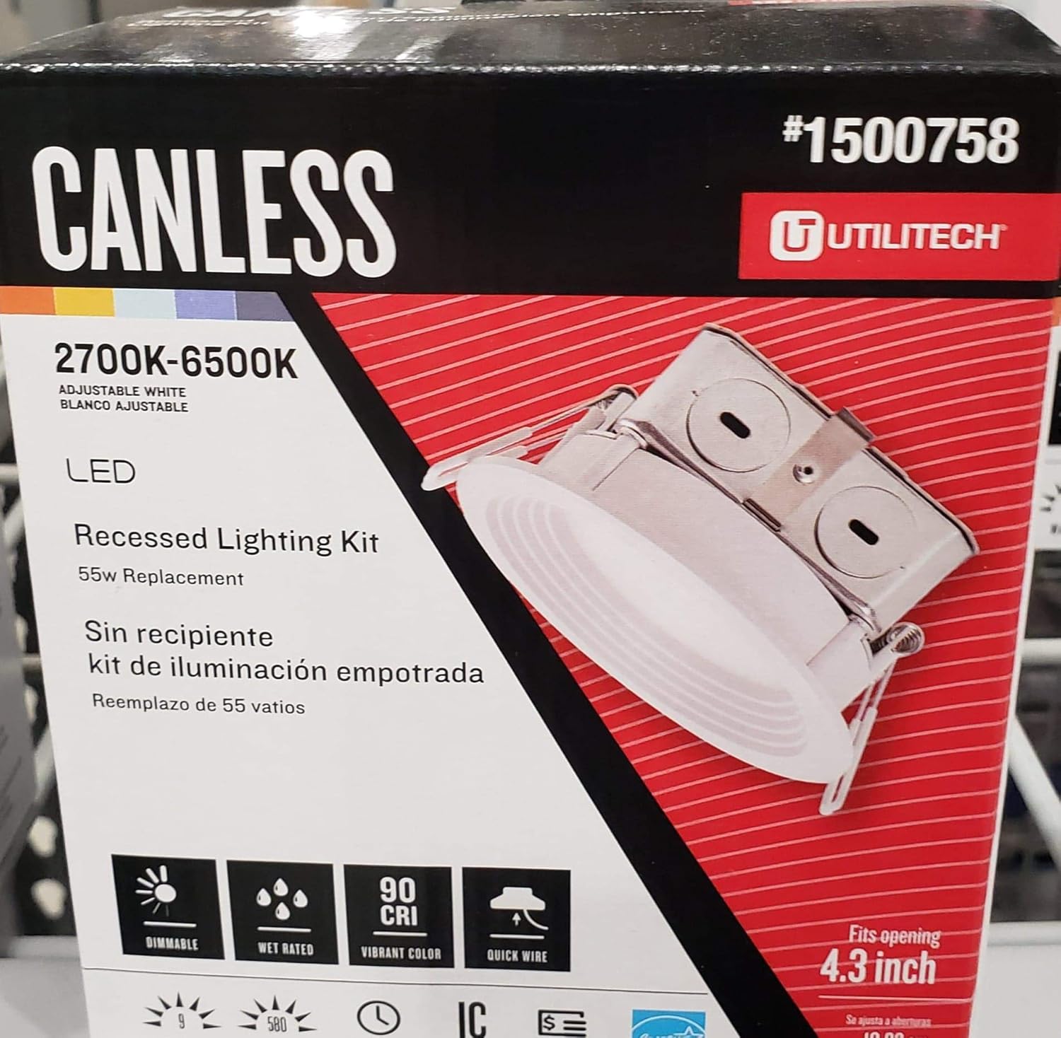 Utilitech Color Changing 4in 55Watt Equivalent White Round Dimmable