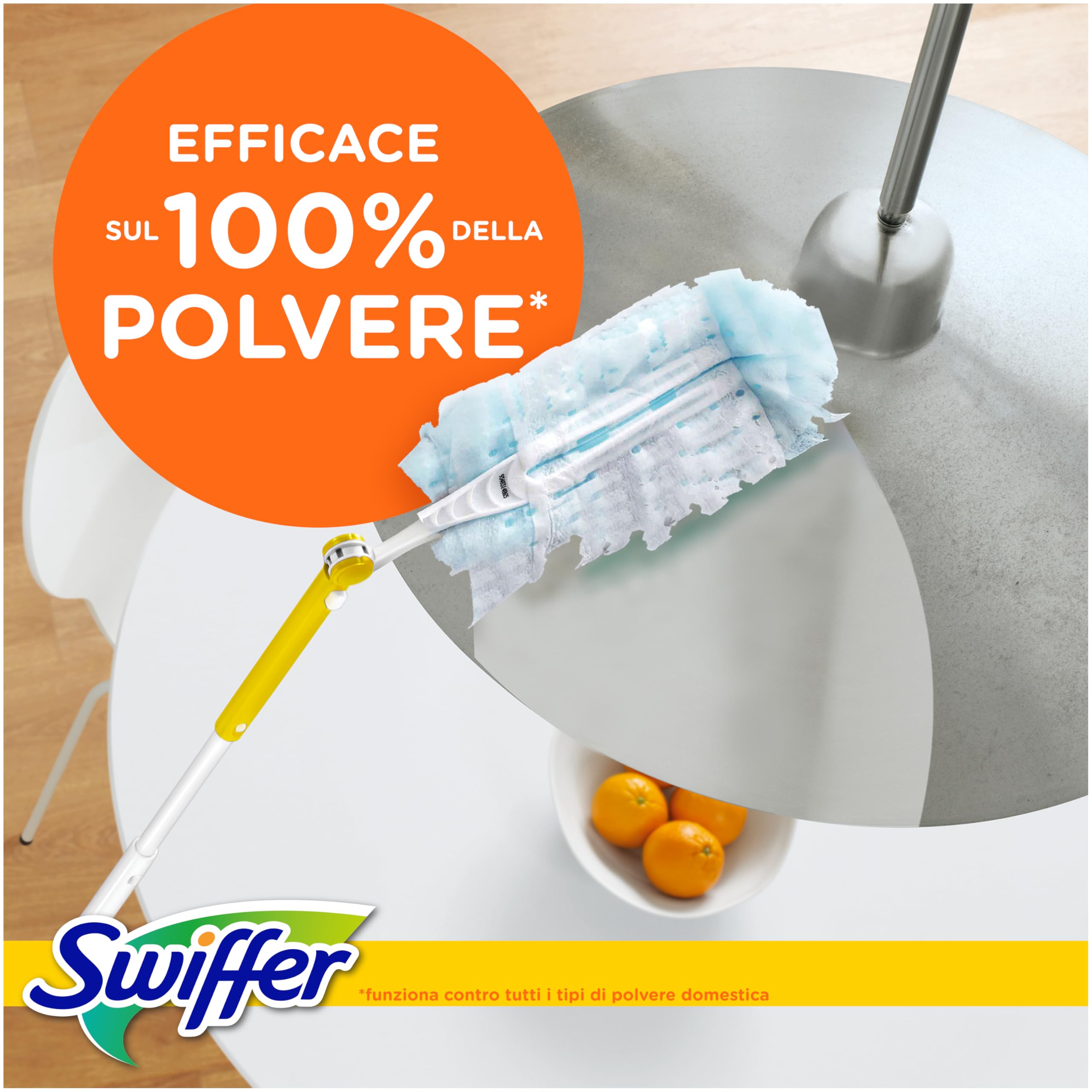 Swiffer Duster Piumini Cattura Polvere, 1 Manico XXL e 2 Piumini, Cattura e Intrappola Polvere e Sporco, Raggiunge I Punti più Difficili della Casa, Maxi Formato