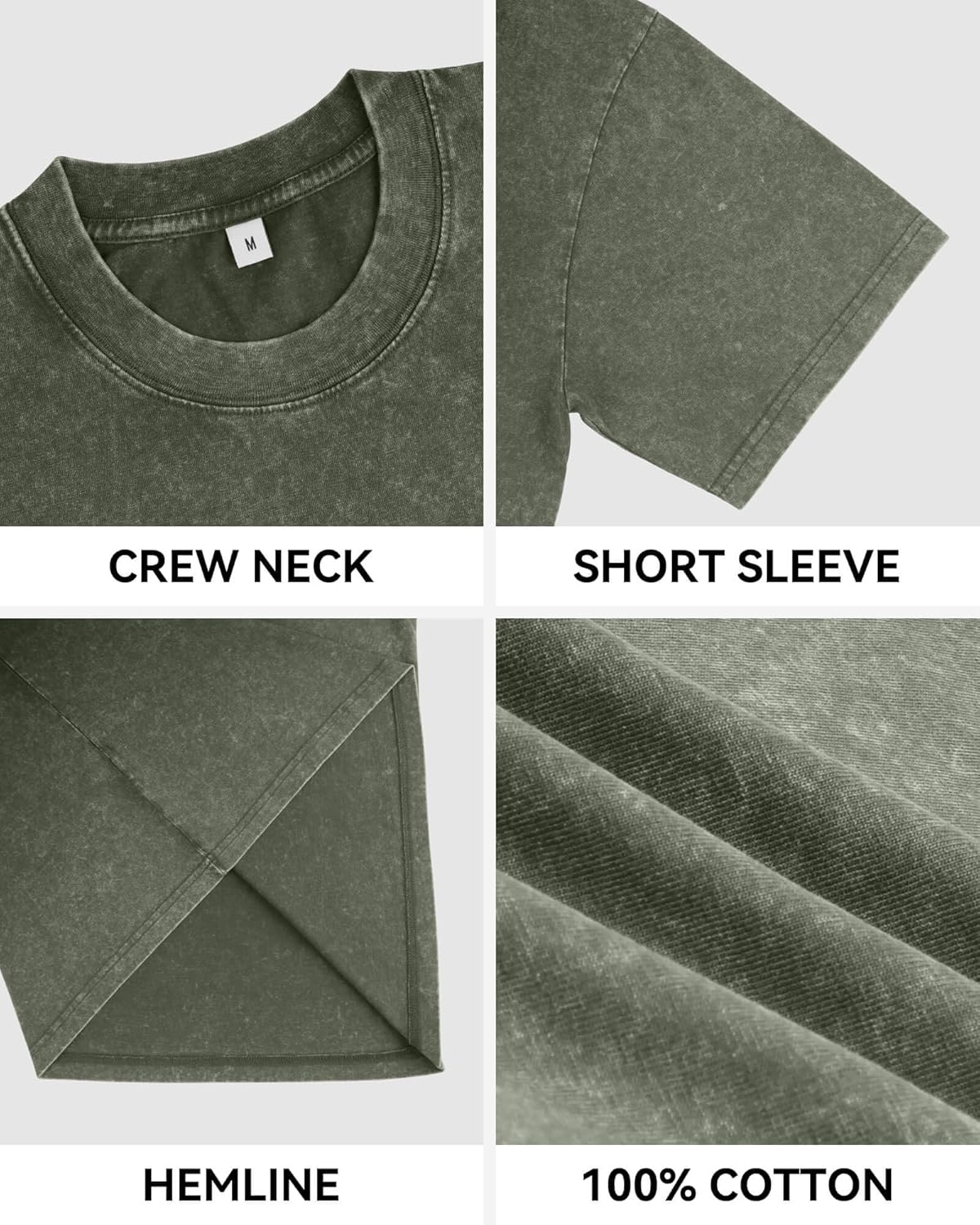 Mens Acid Wash T-Shirt Oversized Unisex Cotton Vintage Tees Short Sleeves Casual Shirt for Men - Image 6