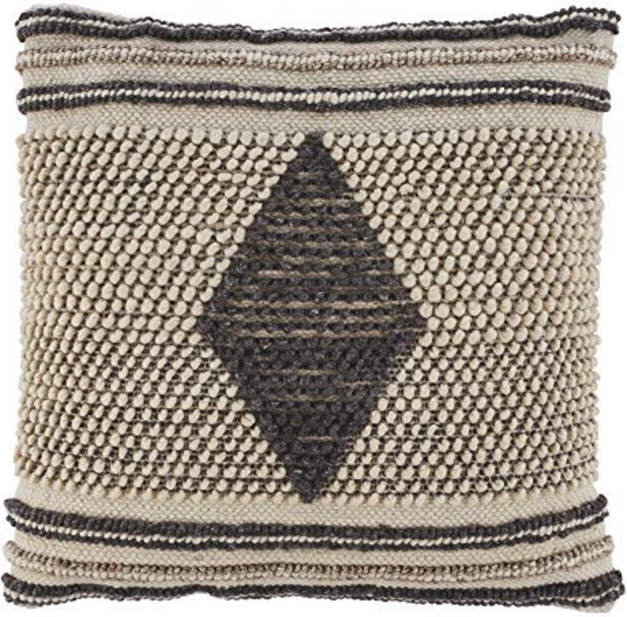Ricker Boho Accent Throw Pillow, 20 x 20 Inches, Light Brown & Gray