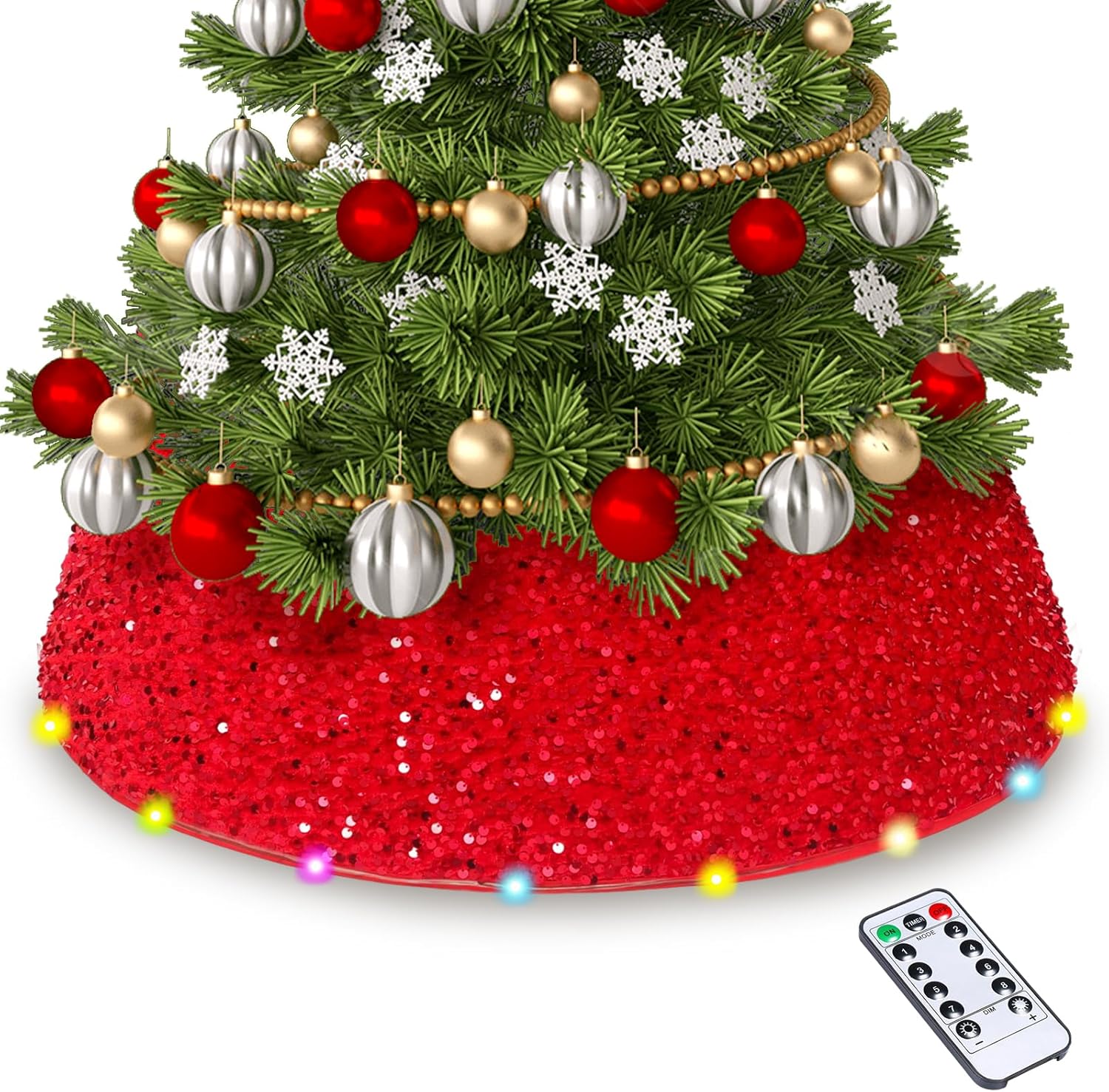 Christmas Tree Skirt Sequin Christmas Tree Collar 28.3Inch