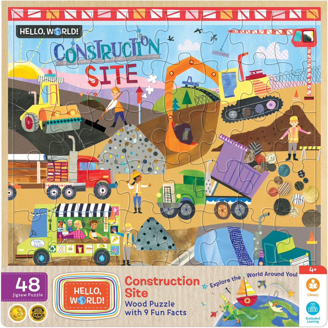 MasterPieces Hello, World - Construction Site Puzzle - 48 Piece Jigsaw for Kids - Ages 5+