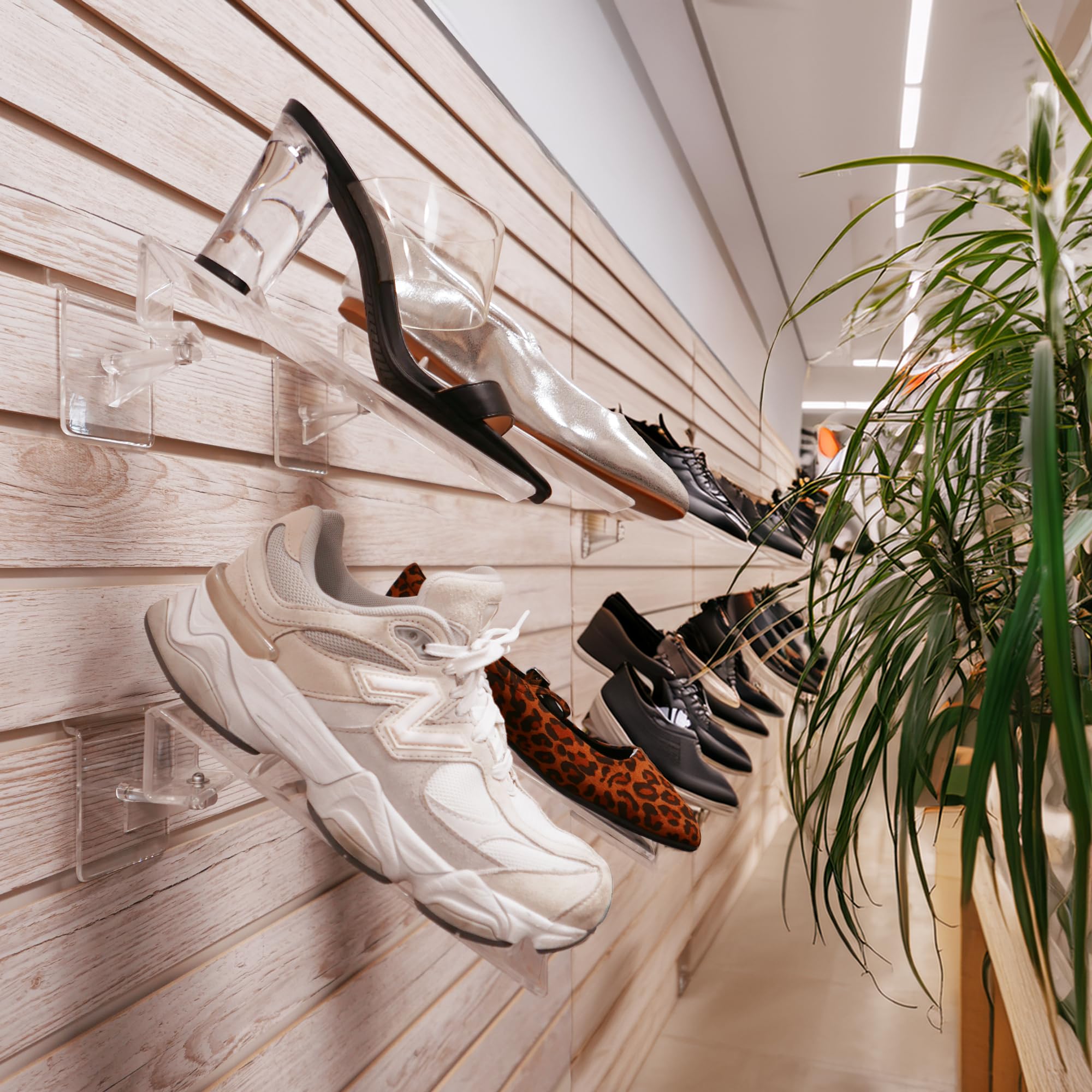 Clear Slatwall Shoe Shelves - 10"W X 4"D, Set Of 20 - Perfect For Retail Display