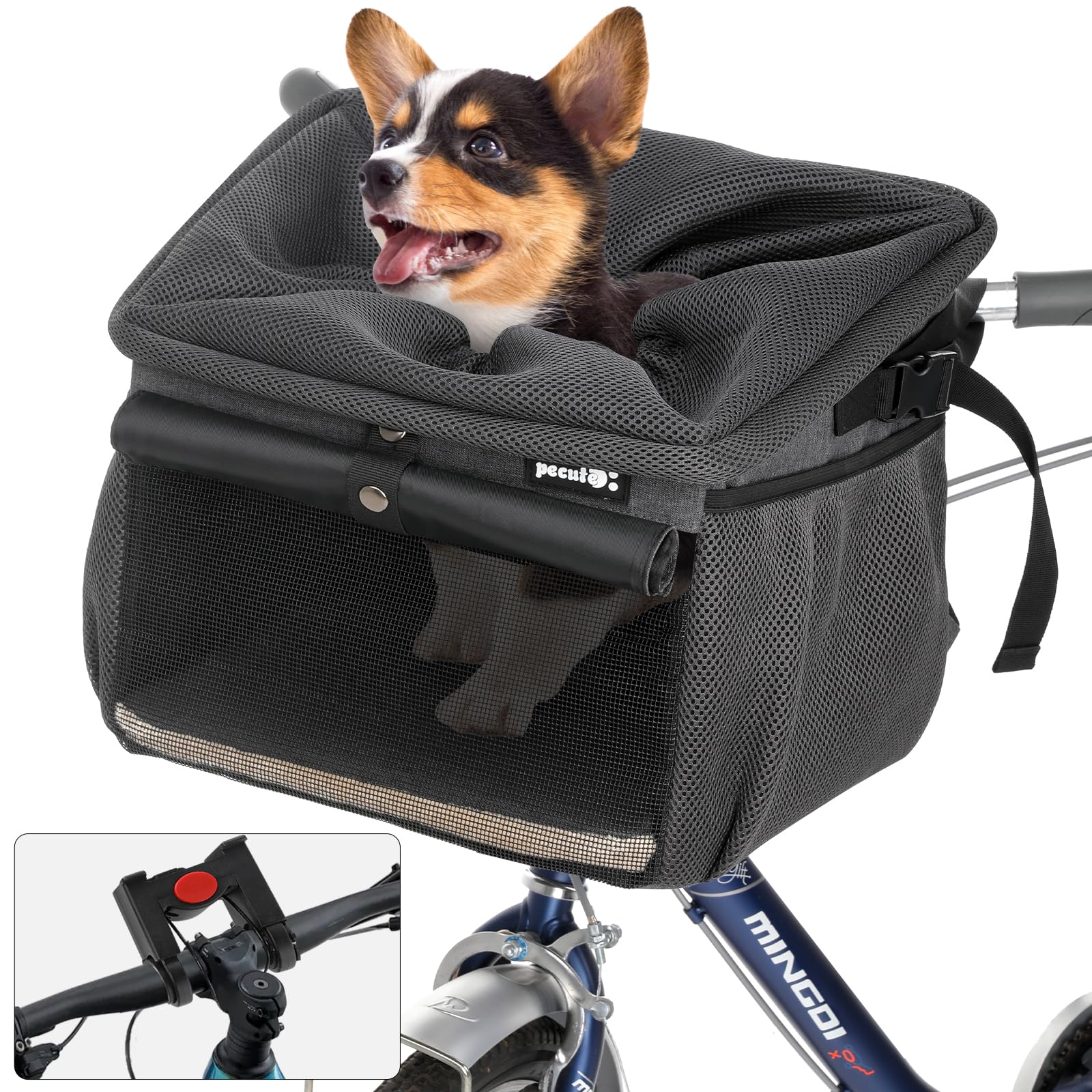 EDWERD Cestino Portaoggetti Per Manubrio Di Scooter E Deambulatori - 33x21,5x25,4 Cm, Capacità 5 Kg