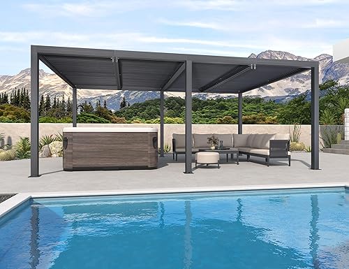 Miniatura 37 de PURPLE LEAF 94AS - Pérgola pequeña de aluminio compacto de 10 x 12 pies con techo rígido con listones ajustables para patio, cubierta de terraza