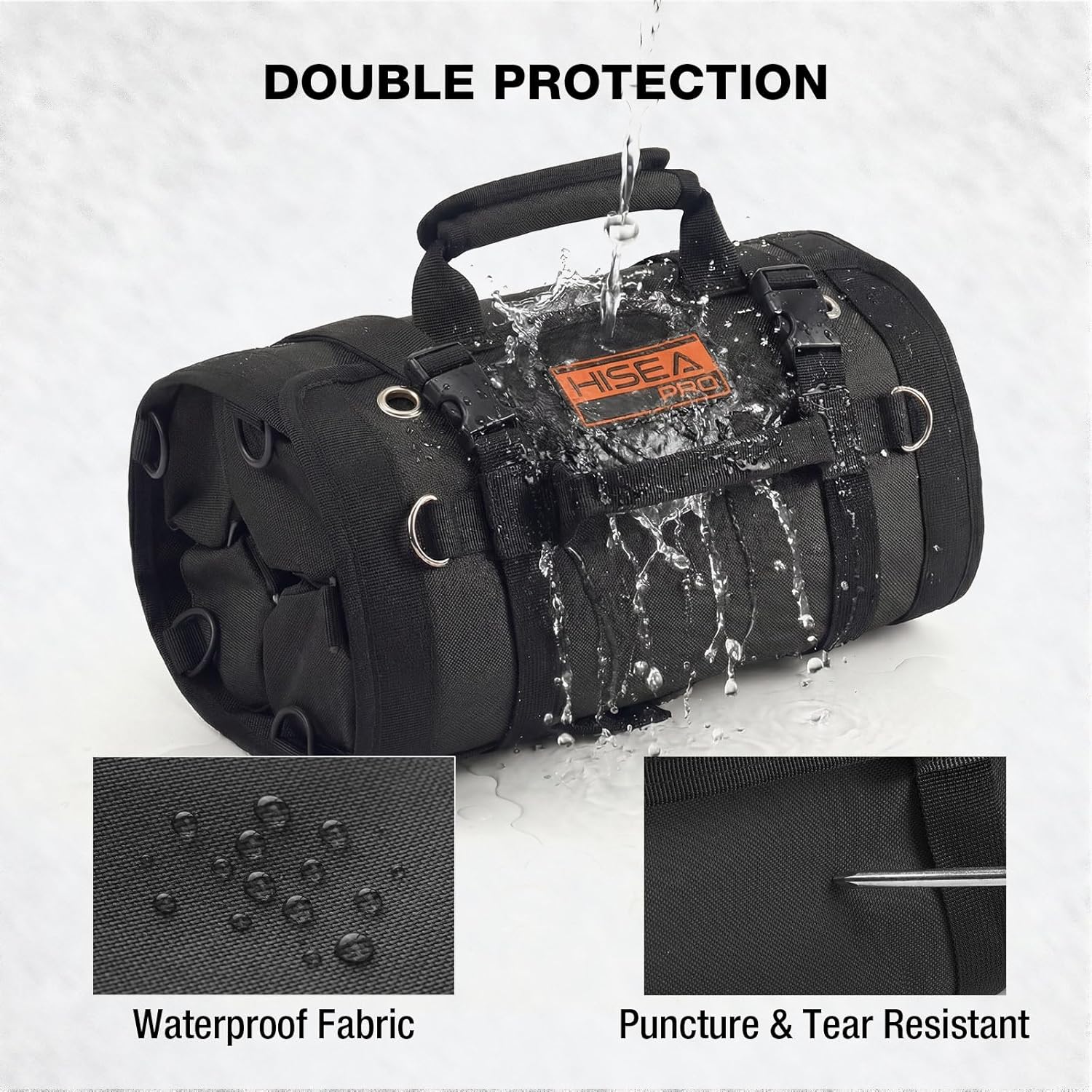 HISEA Roll Up Tool Bag, Heavy Duty Tool Storage Large-Capacity, 27"*14" Portable Tools Organizer with Utility Detachable Pouches, Waterproof Tool Roll Bag for Mechanic, Electrician, Gifts
