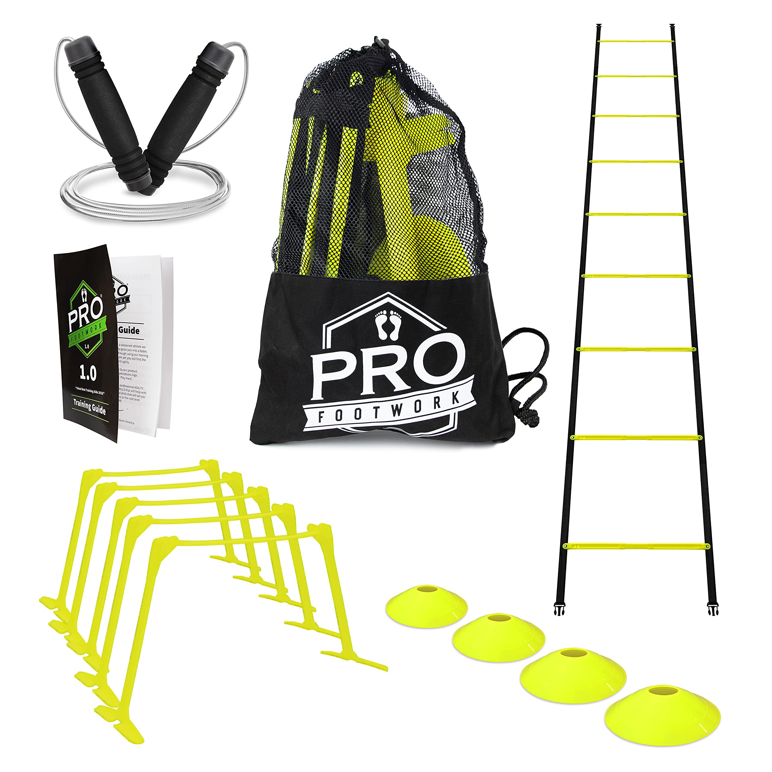 Pro Footwork Agility Ladder and Hurdle Training Set by Bundle Includes