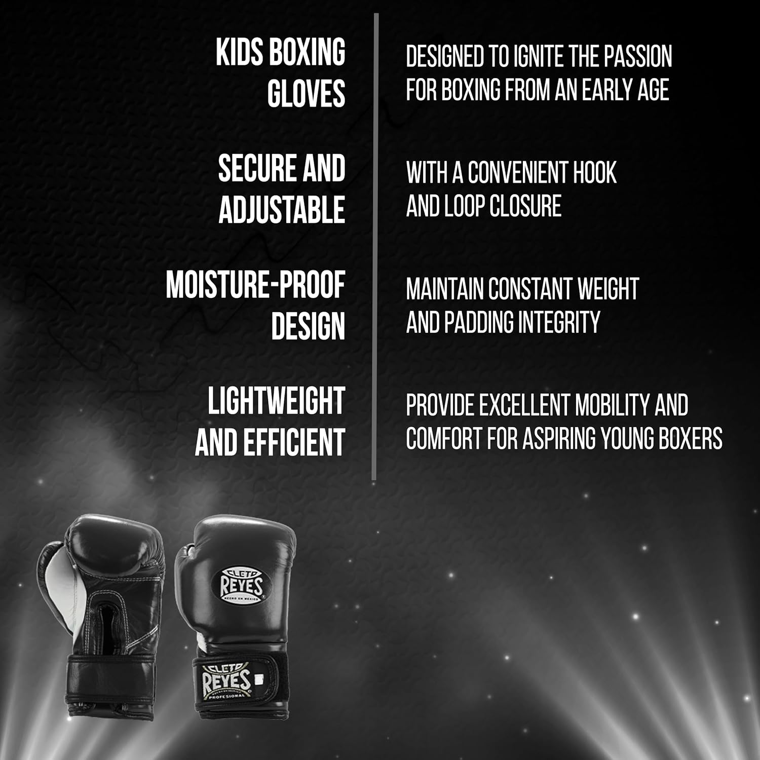 CLETO REYES Professional Boxing Gloves for Kids, Girls and Boys, Training, Sparring and Punching, MMA, Kickboxing, Muay Thai, Leather, Hook and Loop Closure, 3-5 Years, 5.6 oz