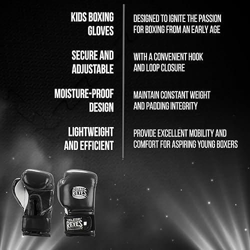 Miniatura 3 de CLETO REYES Guantes de boxeo profesionales para niños, niñas y niños, entrenamiento, sparring y perforación, MMA, kickboxing, Muay Thai, cuero,
